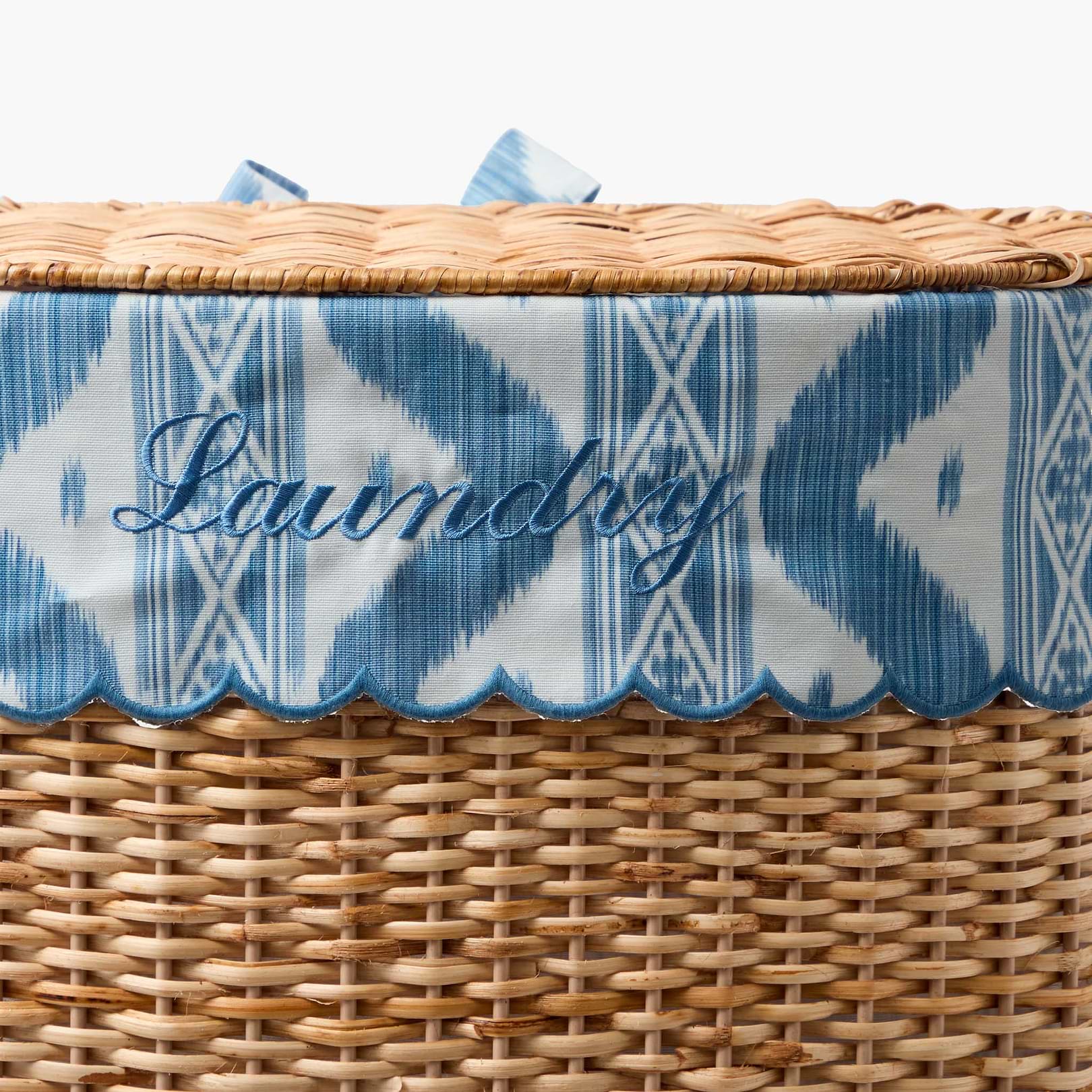 Isabella Rattan Laundry Basket with Ikat Liner