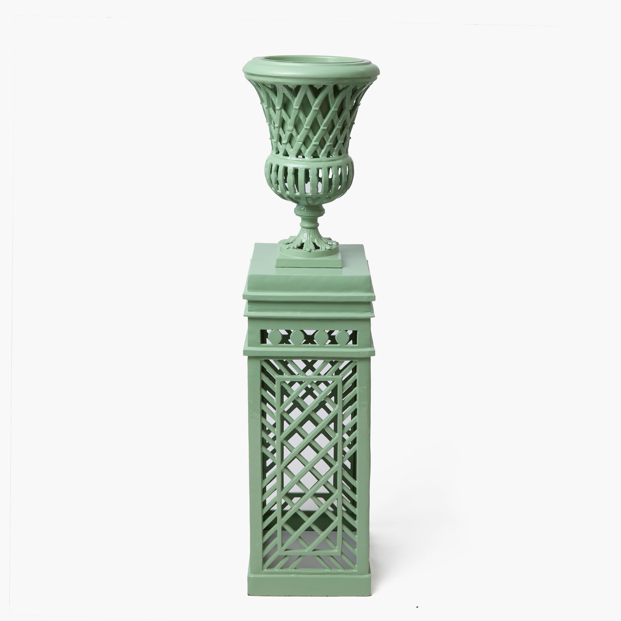 Adelaide Soft Green Lattice Urn & Pedestal
