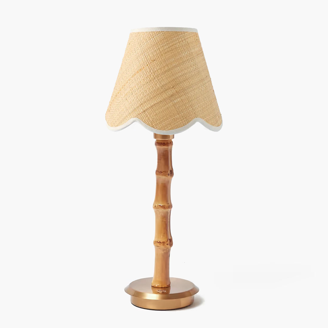 Bamboo Rechargeable Lamp with Grasscloth Shade (18cm)