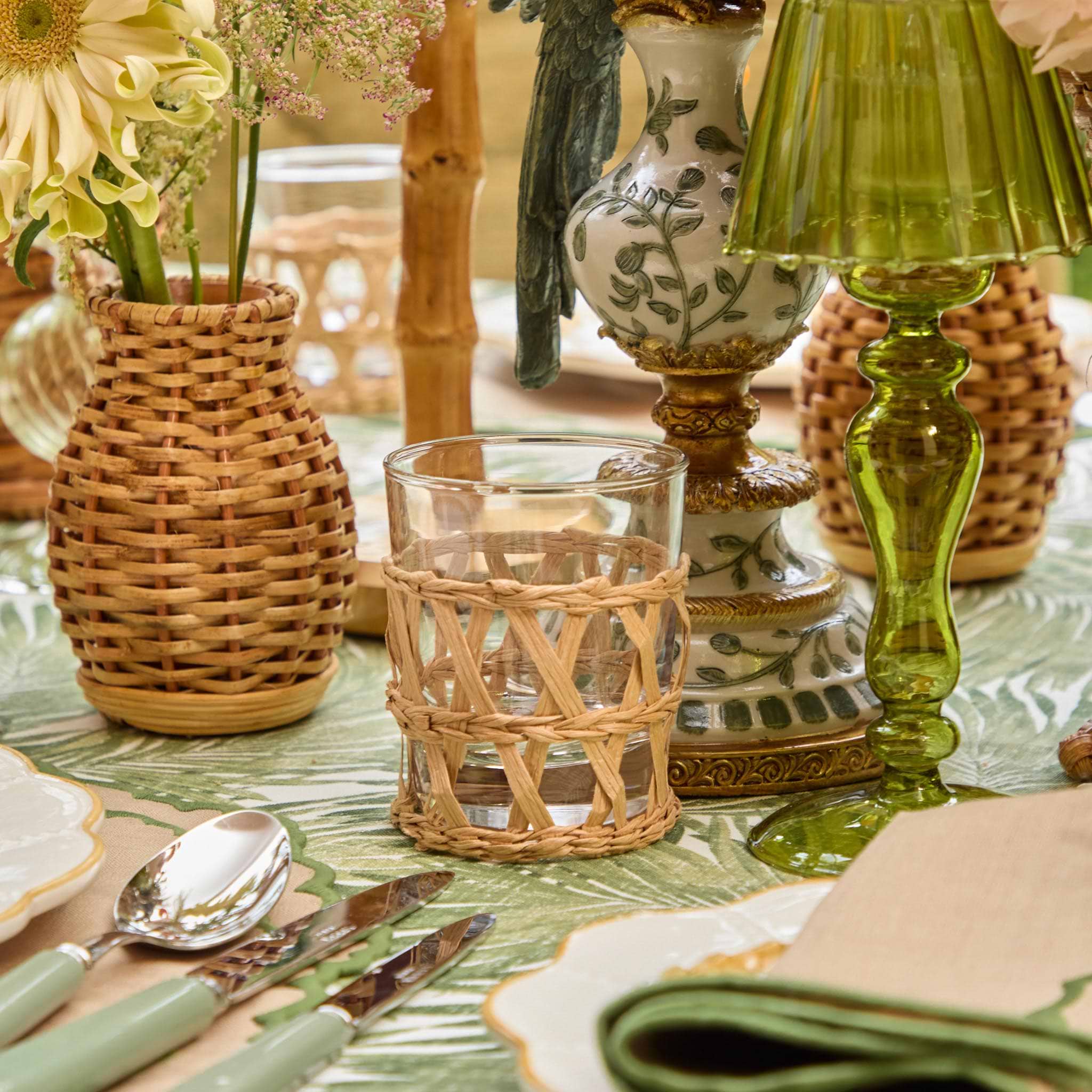 Raffia Water Glasses & Jug Set