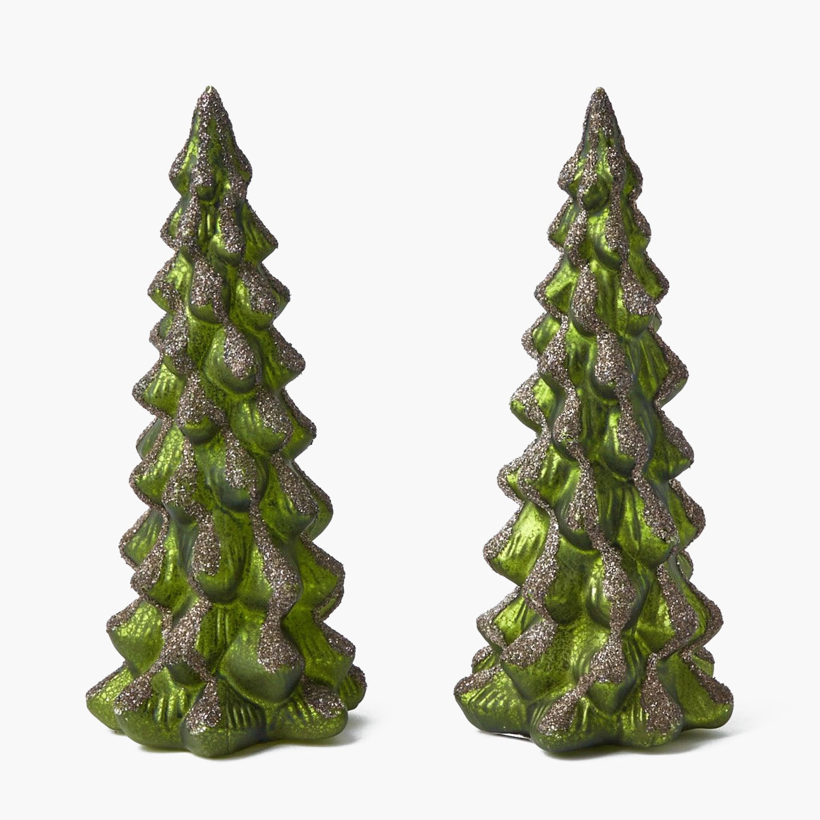 Elevate your holiday decor with our Pair of Large Emerald Glass Christmas Trees - a touch of festive elegance for your Christmas celebrations.