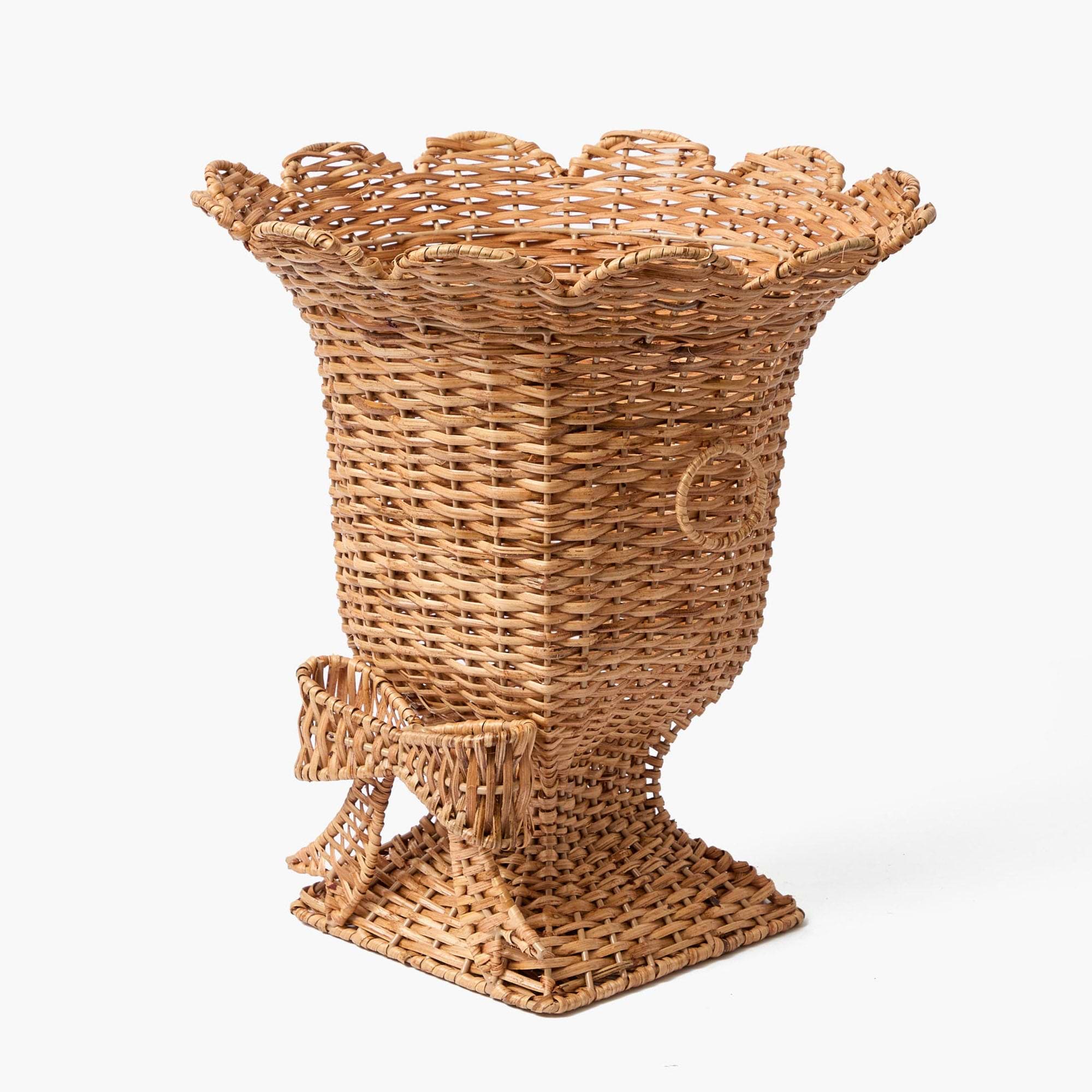 Liliana Bow Scalloped Rattan Urn