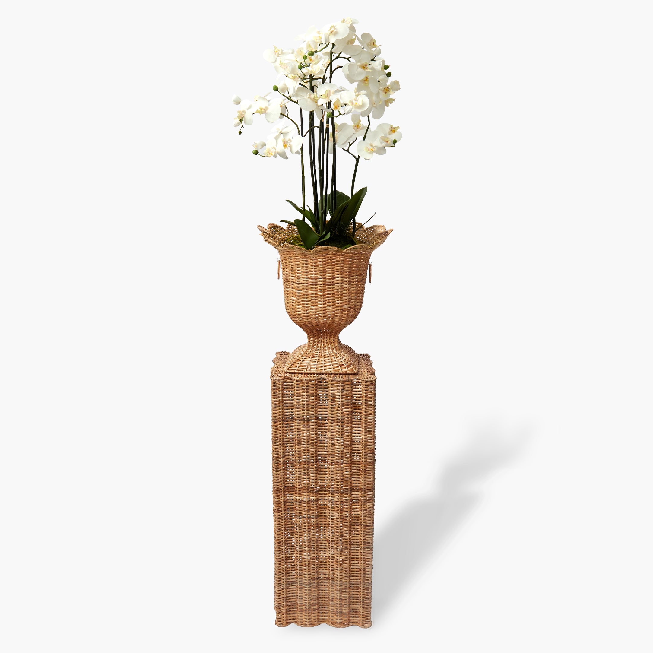 Lilliana Rattan Urn & Pedestal with Orchid