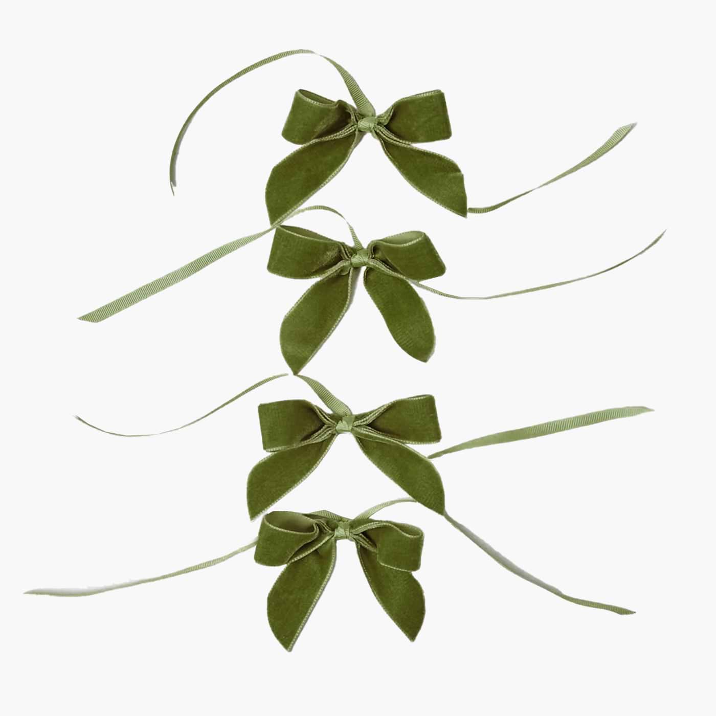 Forest Green Mini Velvet Napkin Bows (Set of 4)