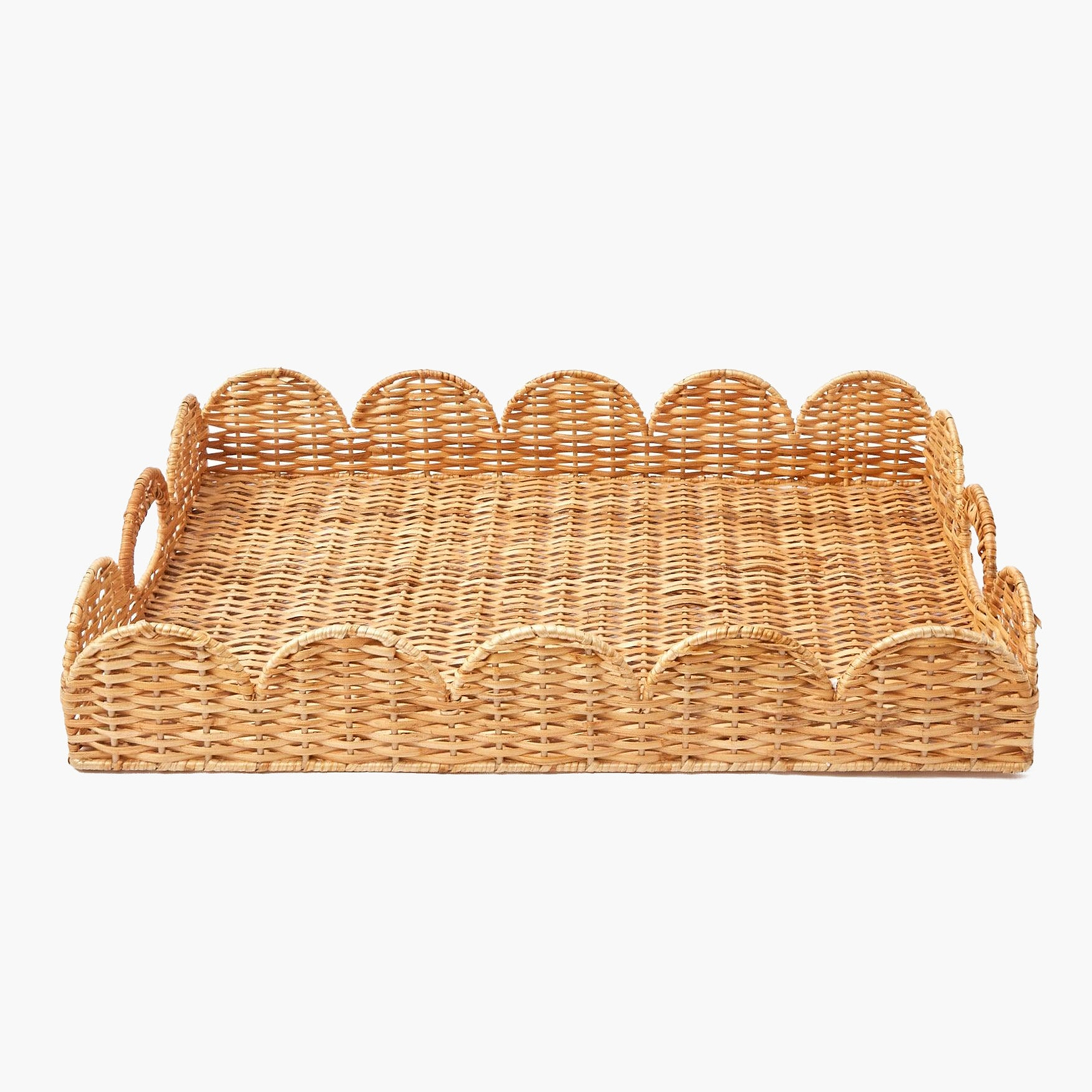 Natural Scalloped Rattan Tray