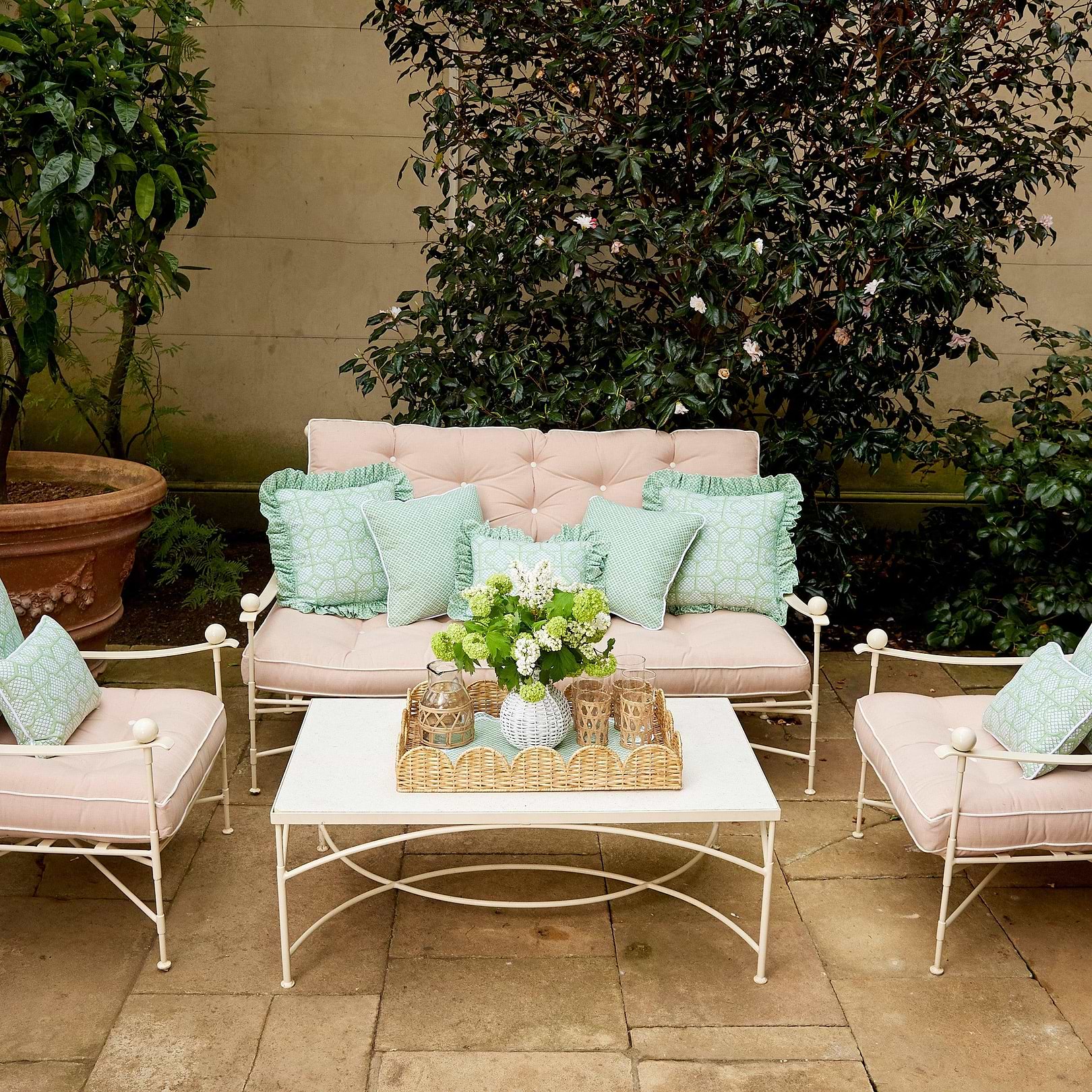 Natural Scalloped Rattan Tray - Mrs. Alice