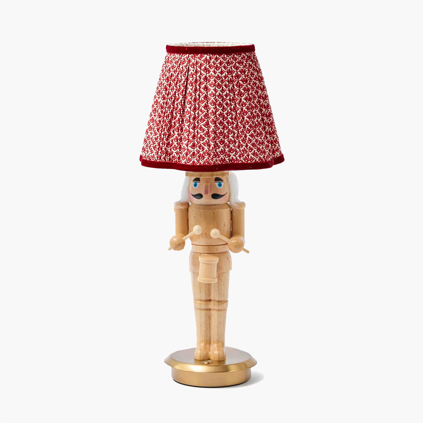 Nutcracker Rechargeable Lamp with Red Lotus Shade (18cm)