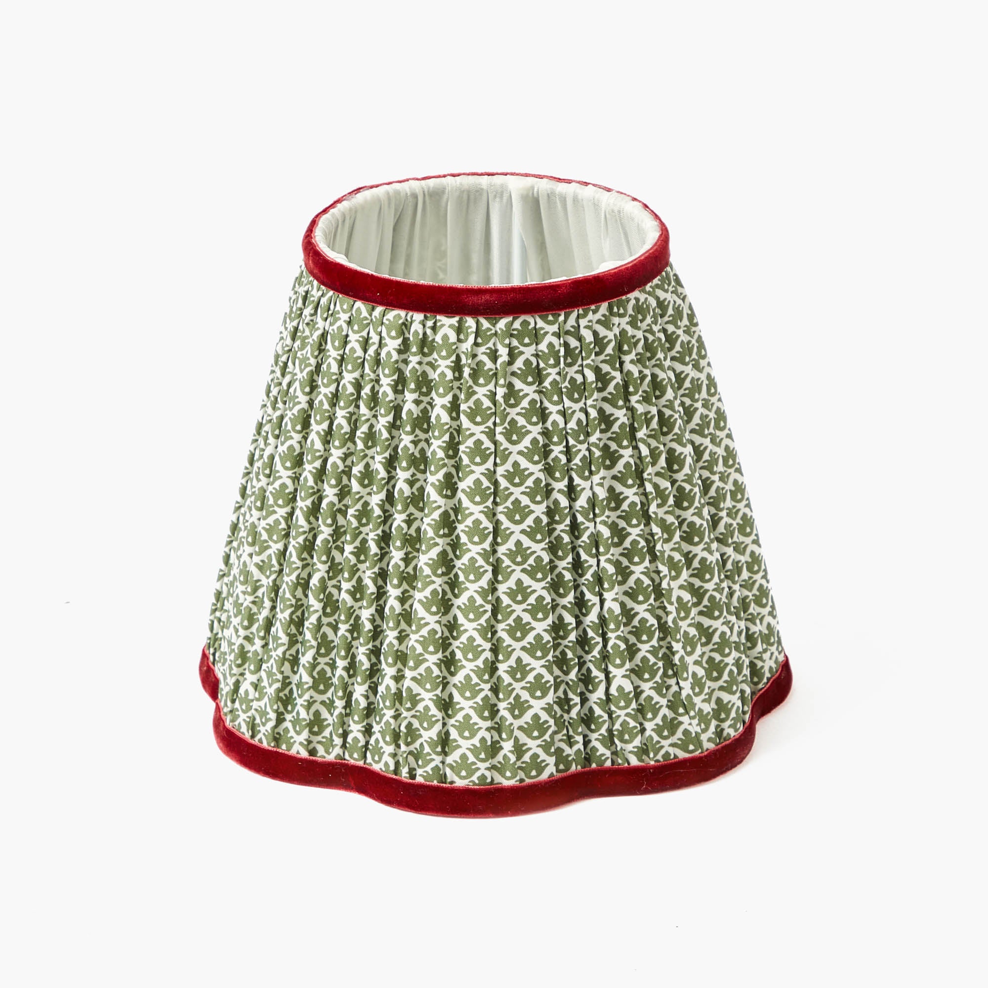Square Rechargeable Lamp with Olive & Red Lotus Shade (18cm)