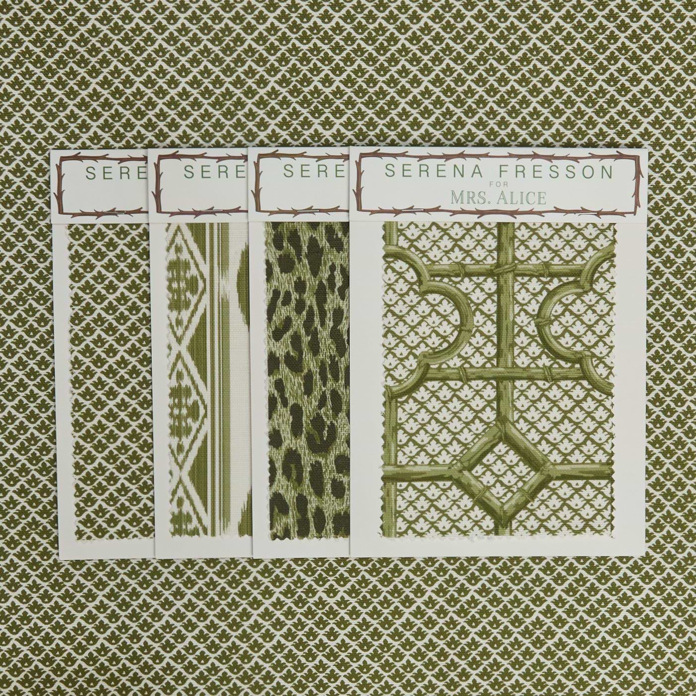 Olive Green Lotus Flower Fabric - Mrs. Alice