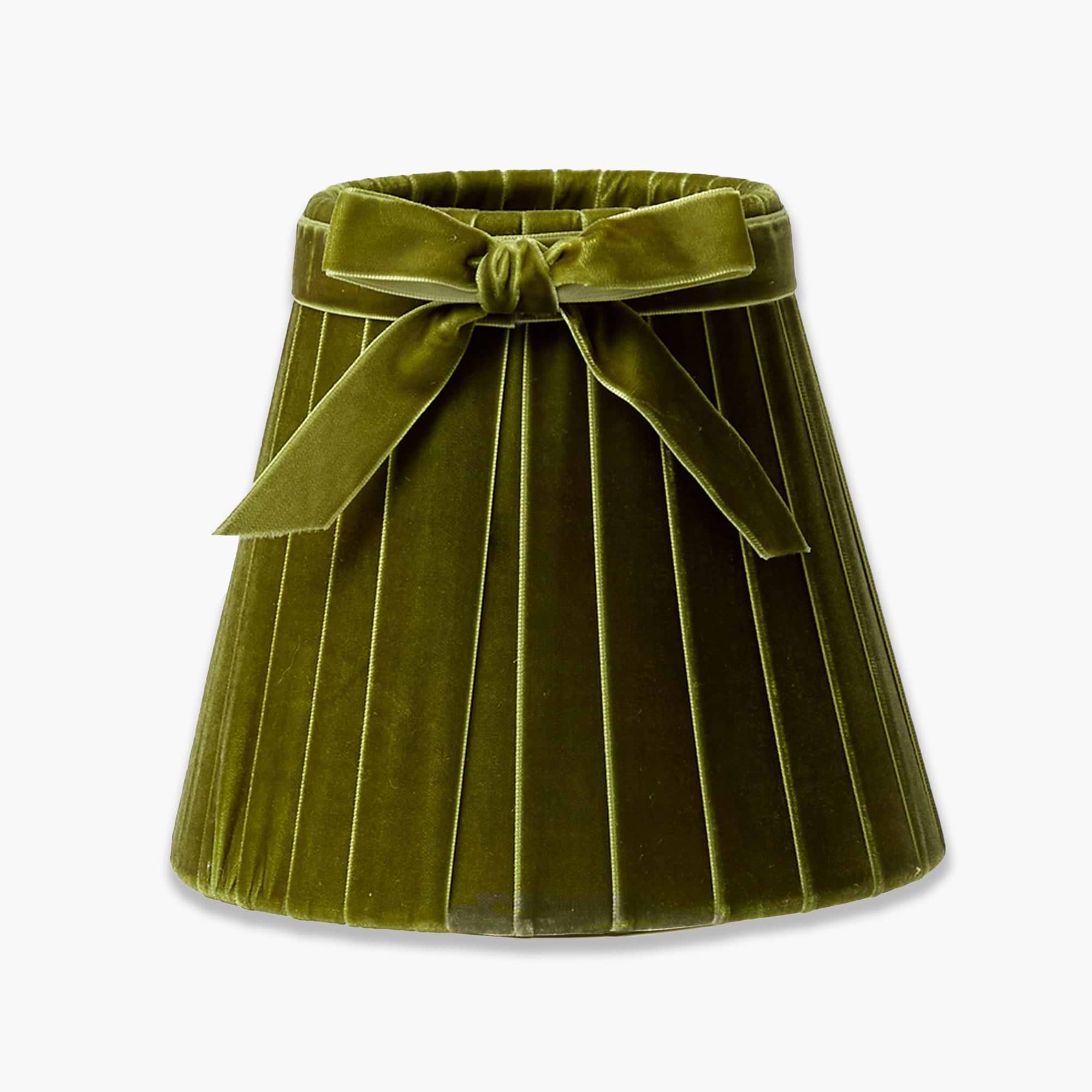 Olive Velvet Bow Lampshade (18cm)
