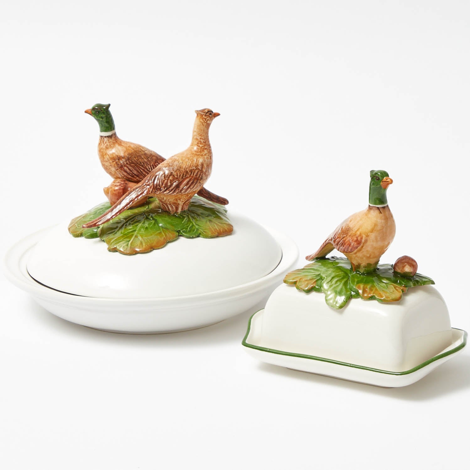 Transform your table with the Pheasant Butter Dish, a blend of form and function.