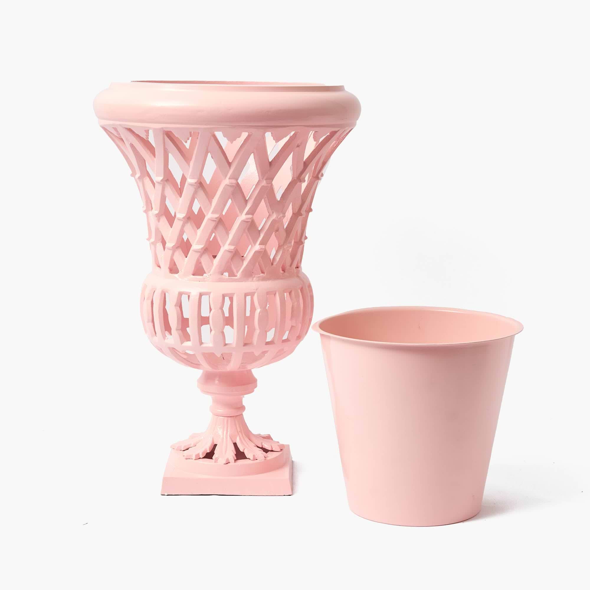 Adelaide Pink Lattice Urn & Pedestal