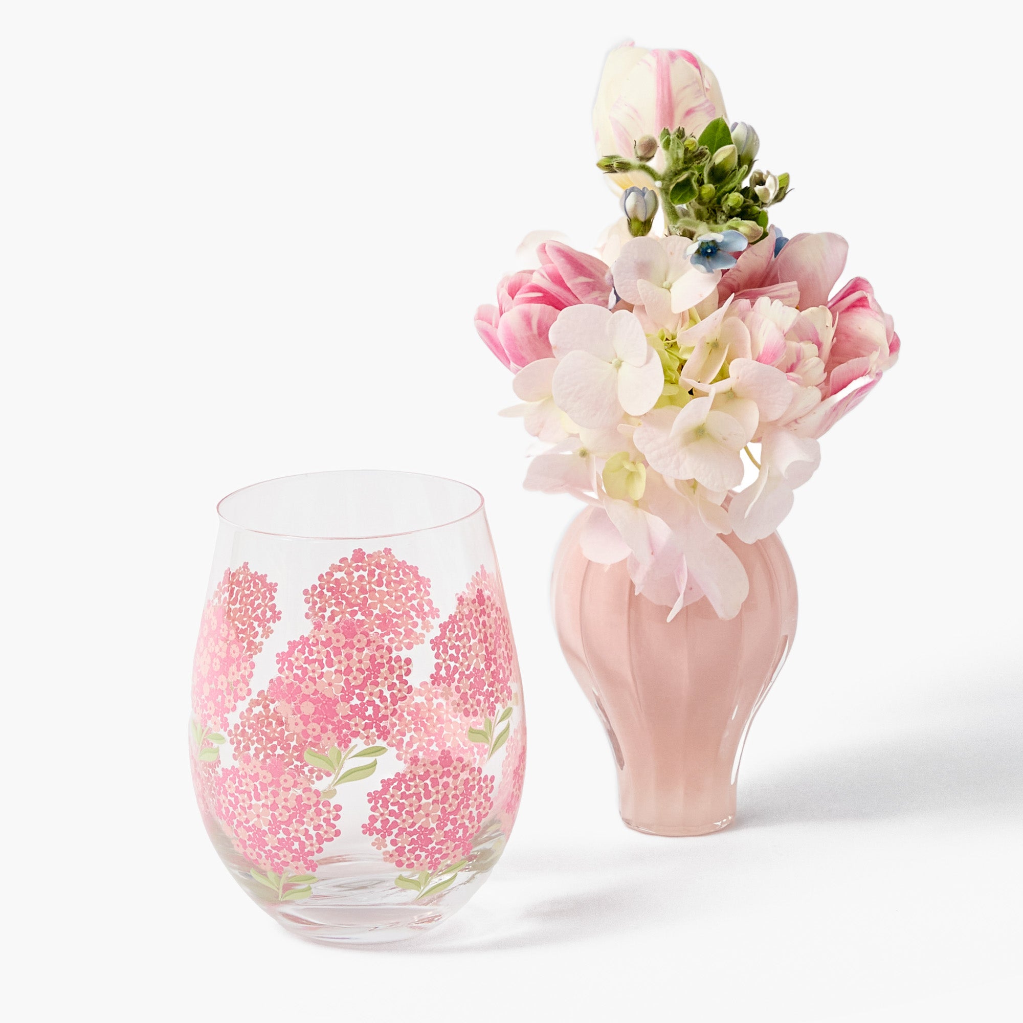 Pink Hydrangea Glasses (Set of 4)