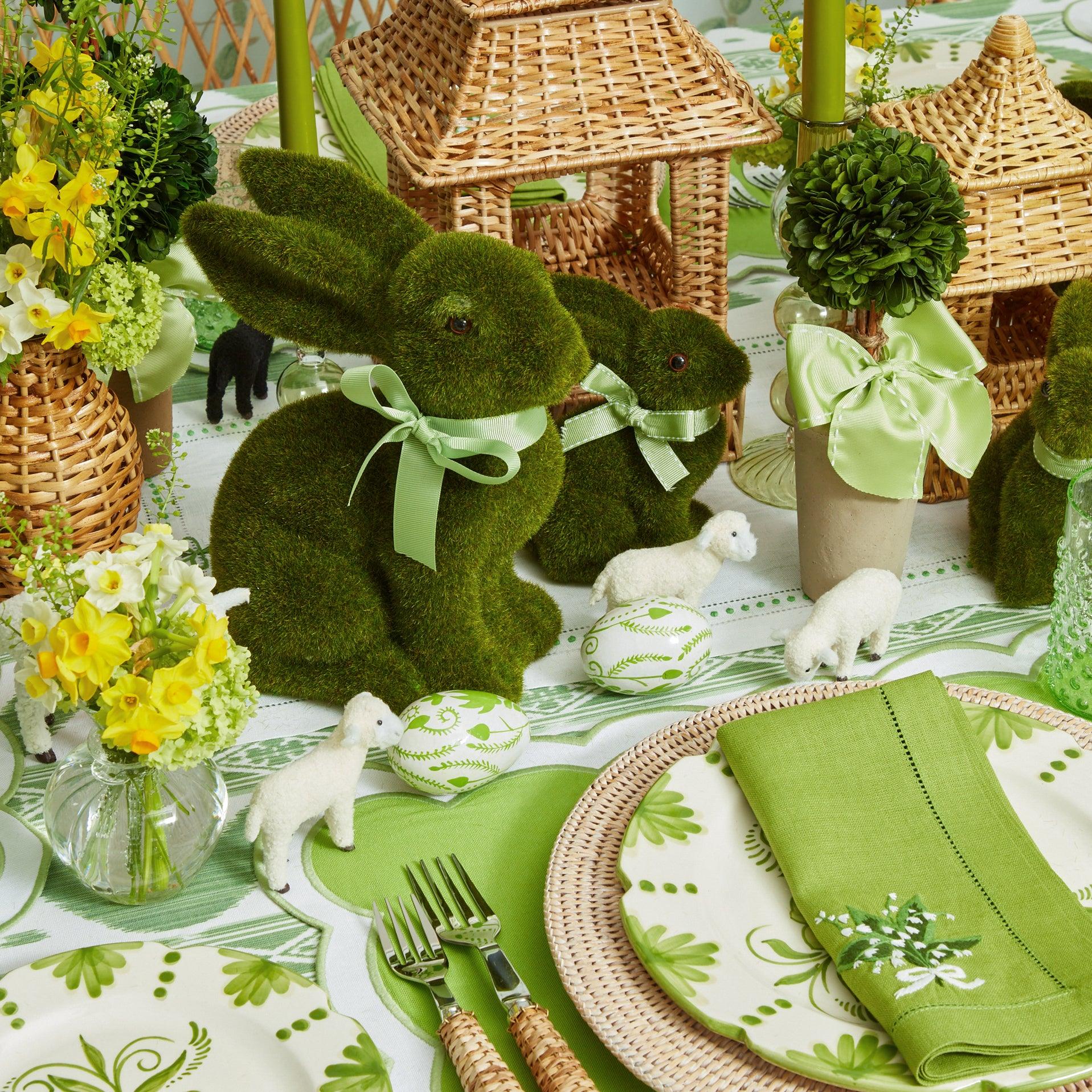 Potted Boxwood Ball with Green Bow (Pair) - Mrs. Alice