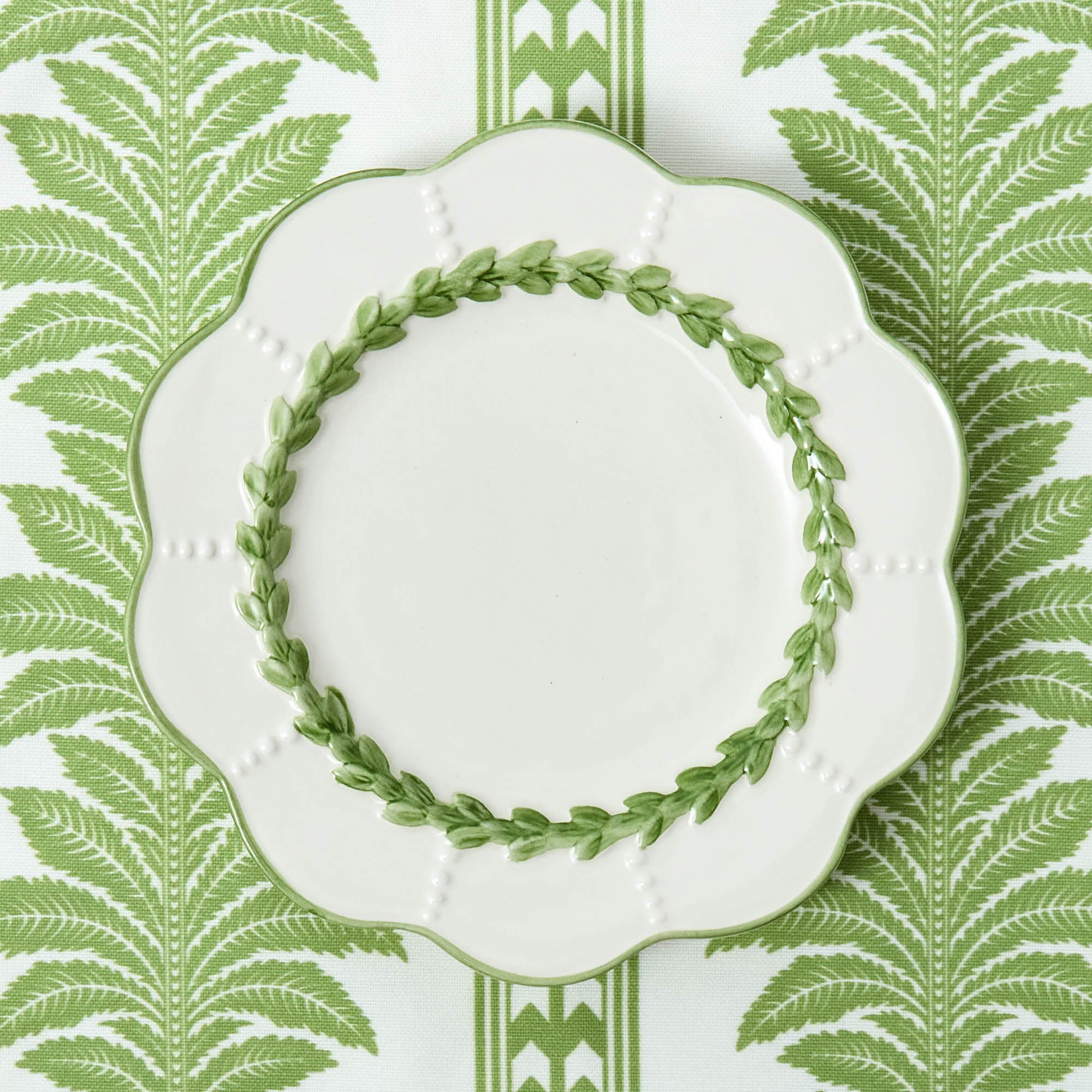 Green Fern Stripe Tablecloth