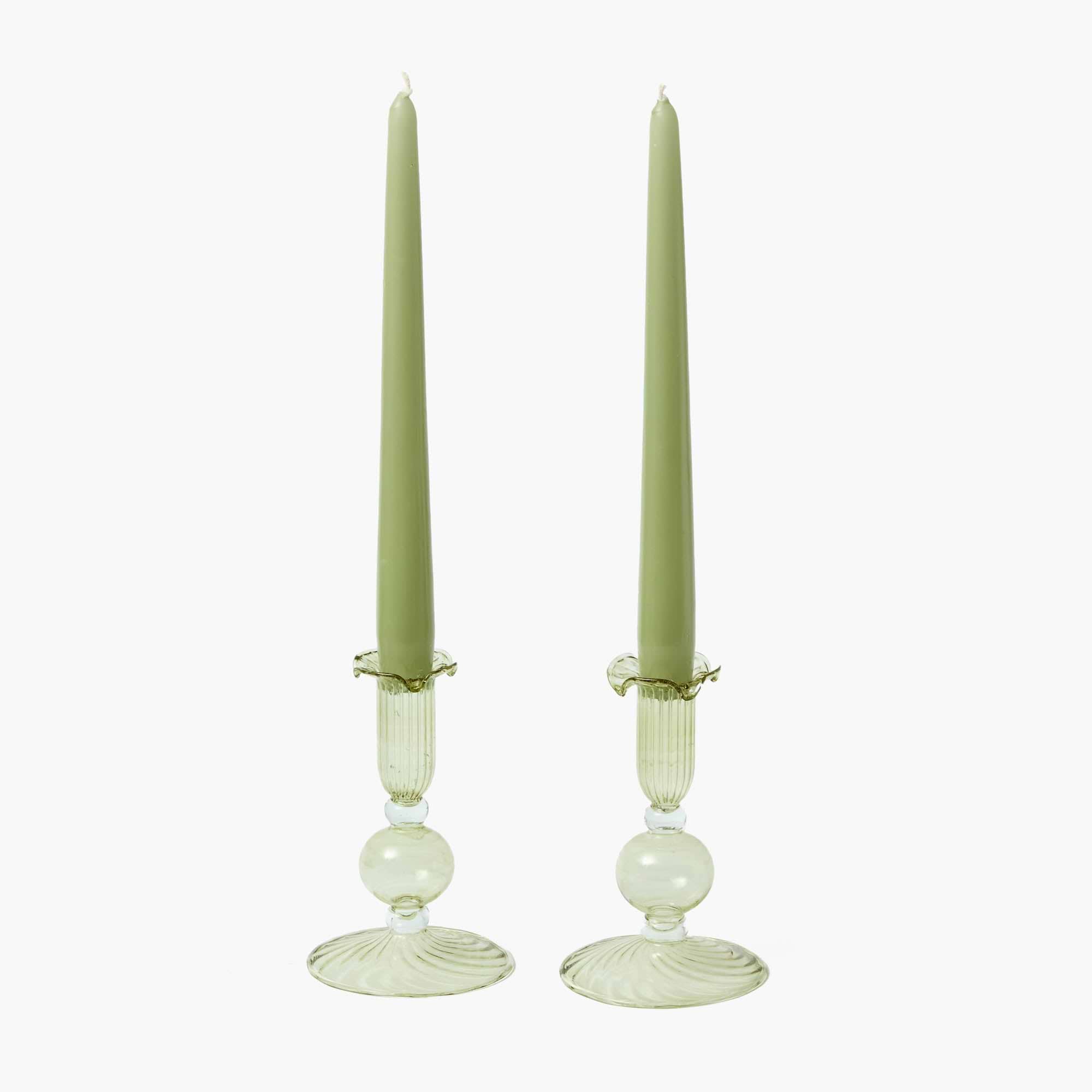 Green Small Eden Candle Holders (Pair)