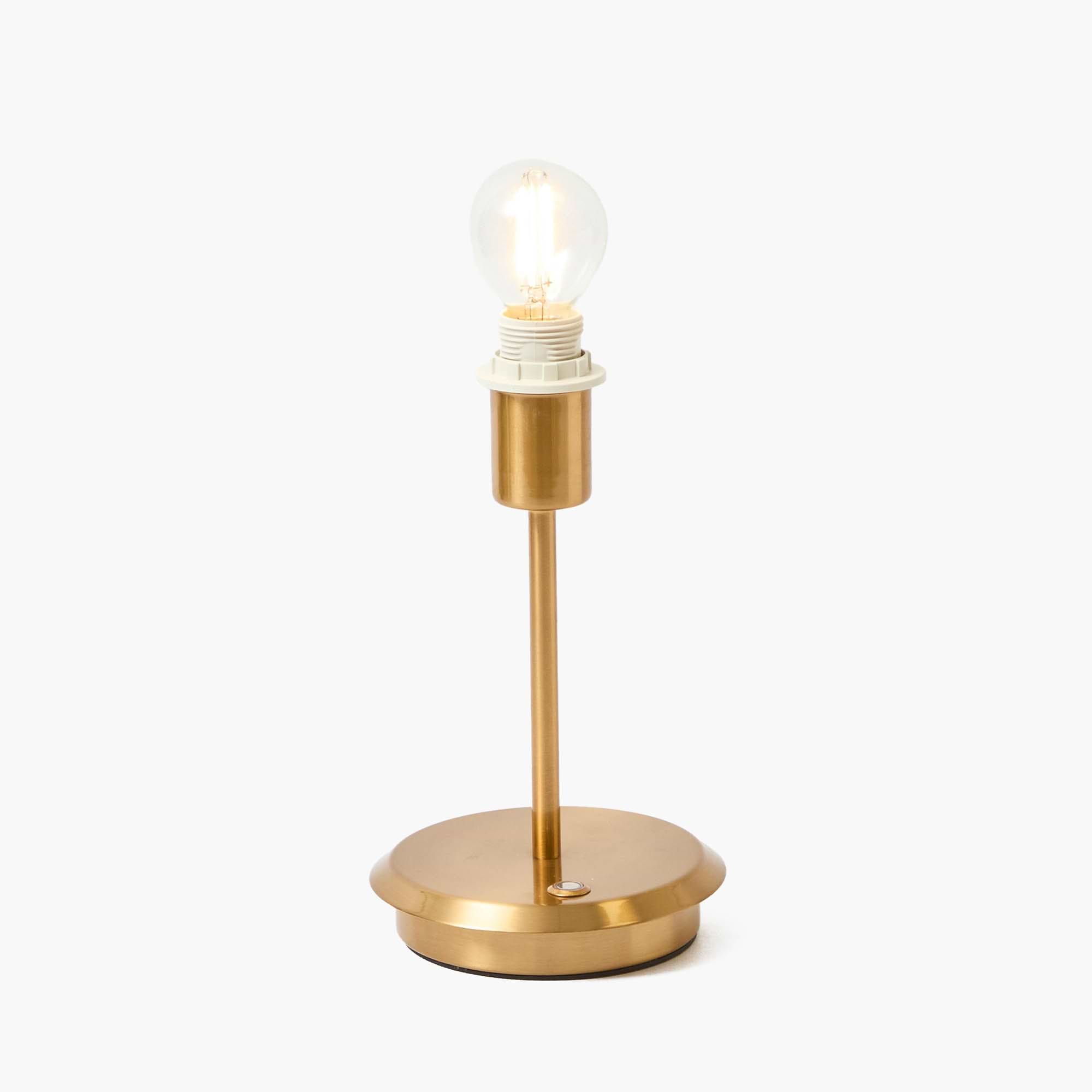 Short Rechargeable Lamp with Cream Pleated Shade (14cm)