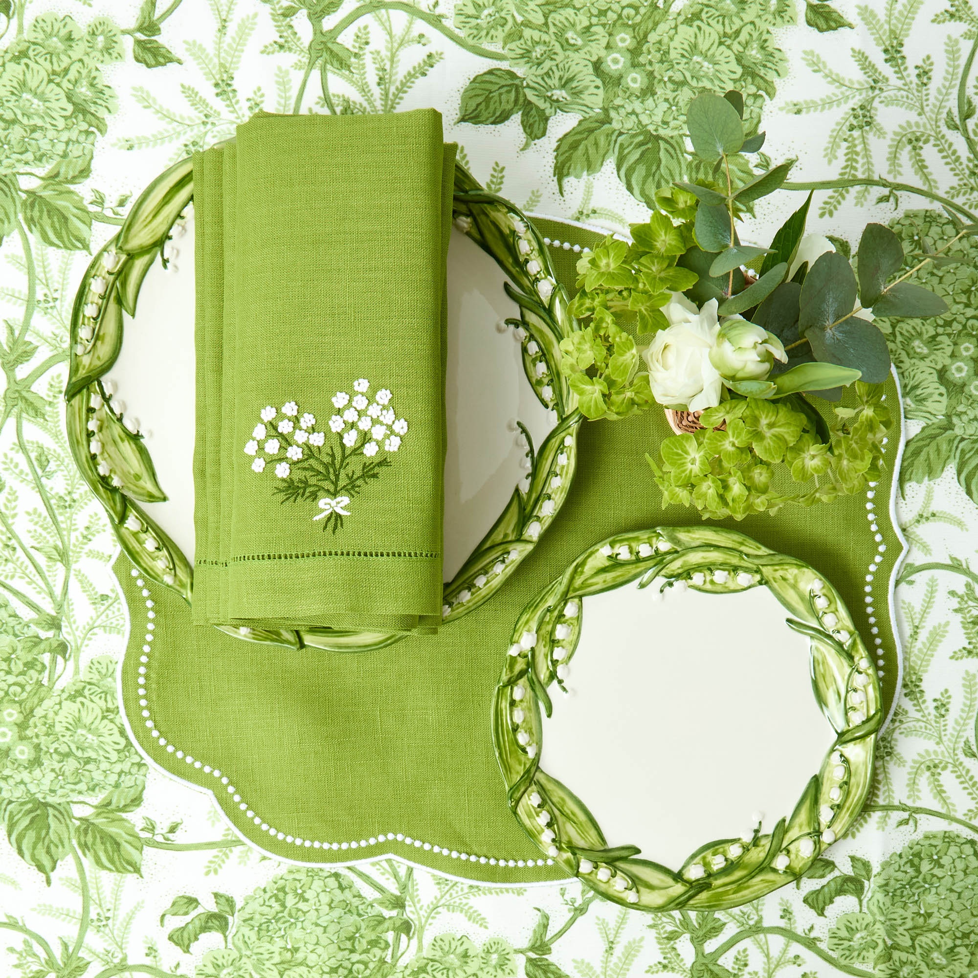 Green Eloise Linen Placemats (Set of 4)