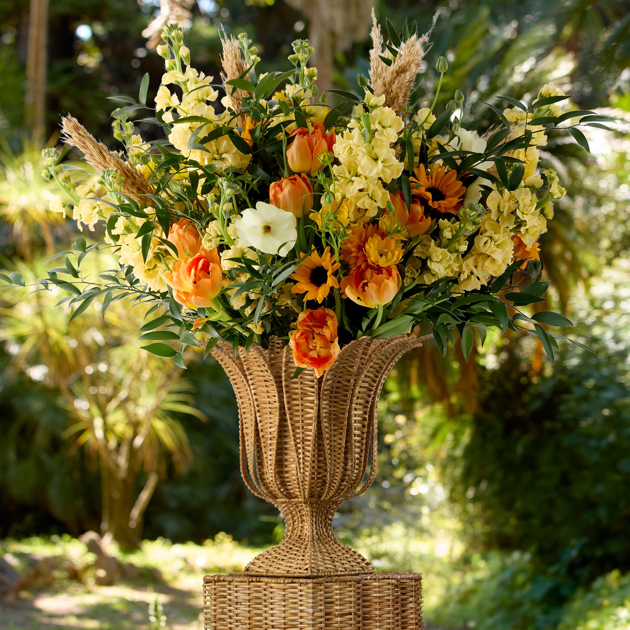 Palm Rattan Urn