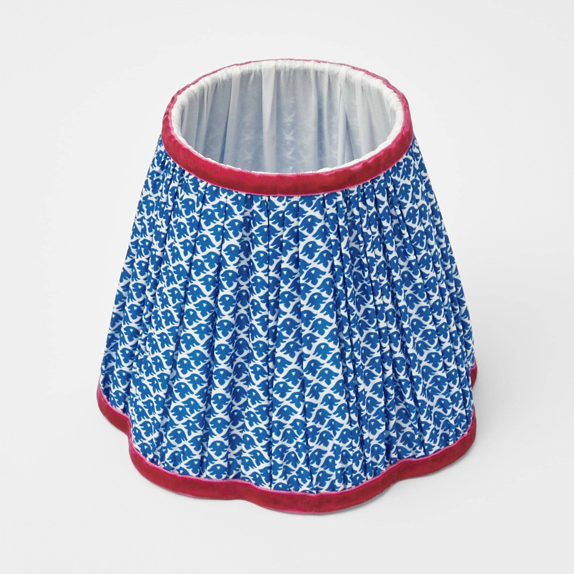 Rattan Ursula Rechargeable Lamp with Cobalt & Red Lotus Shade (18cm)