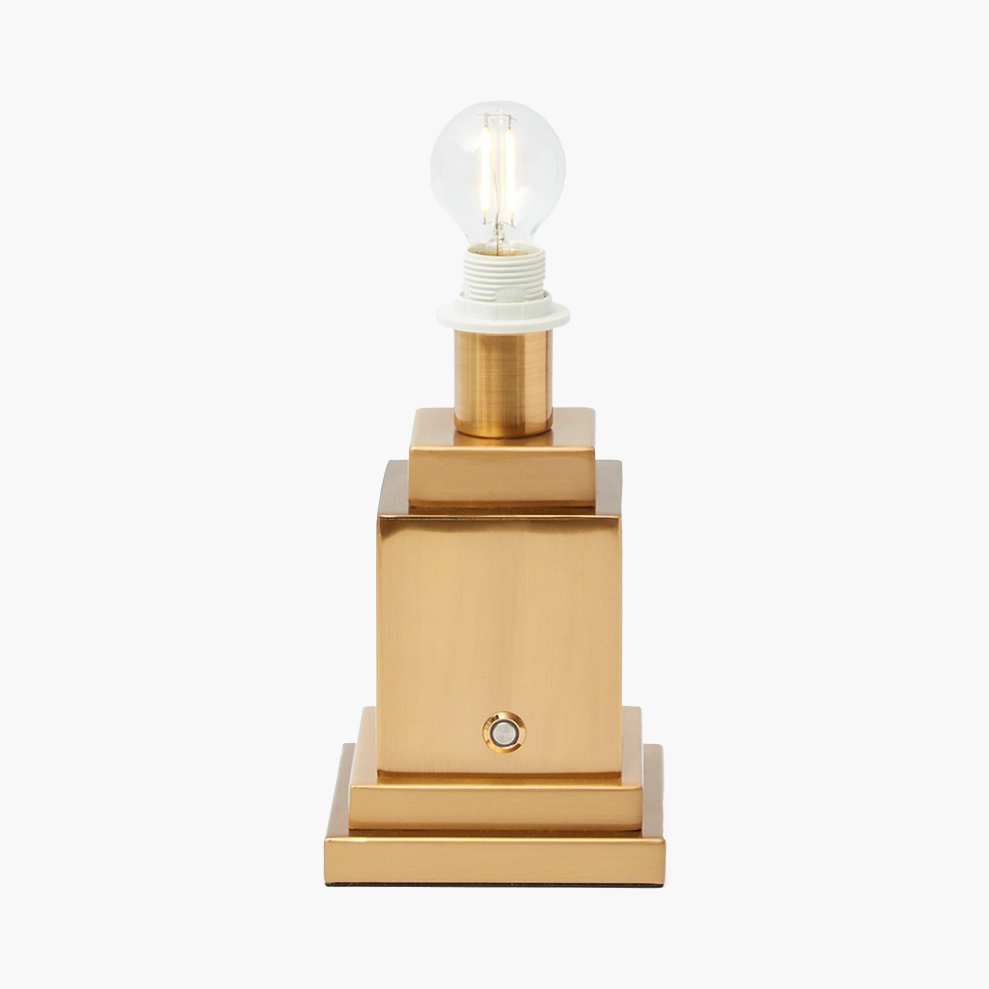 Square Rechargeable Lamp with Cream Shade (15cm)