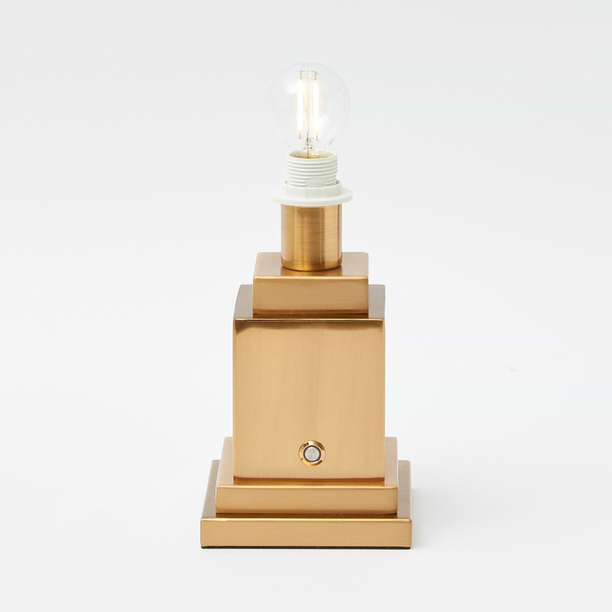 Square Rechargeable Lamp with Blue Ikat Shade (18cm)