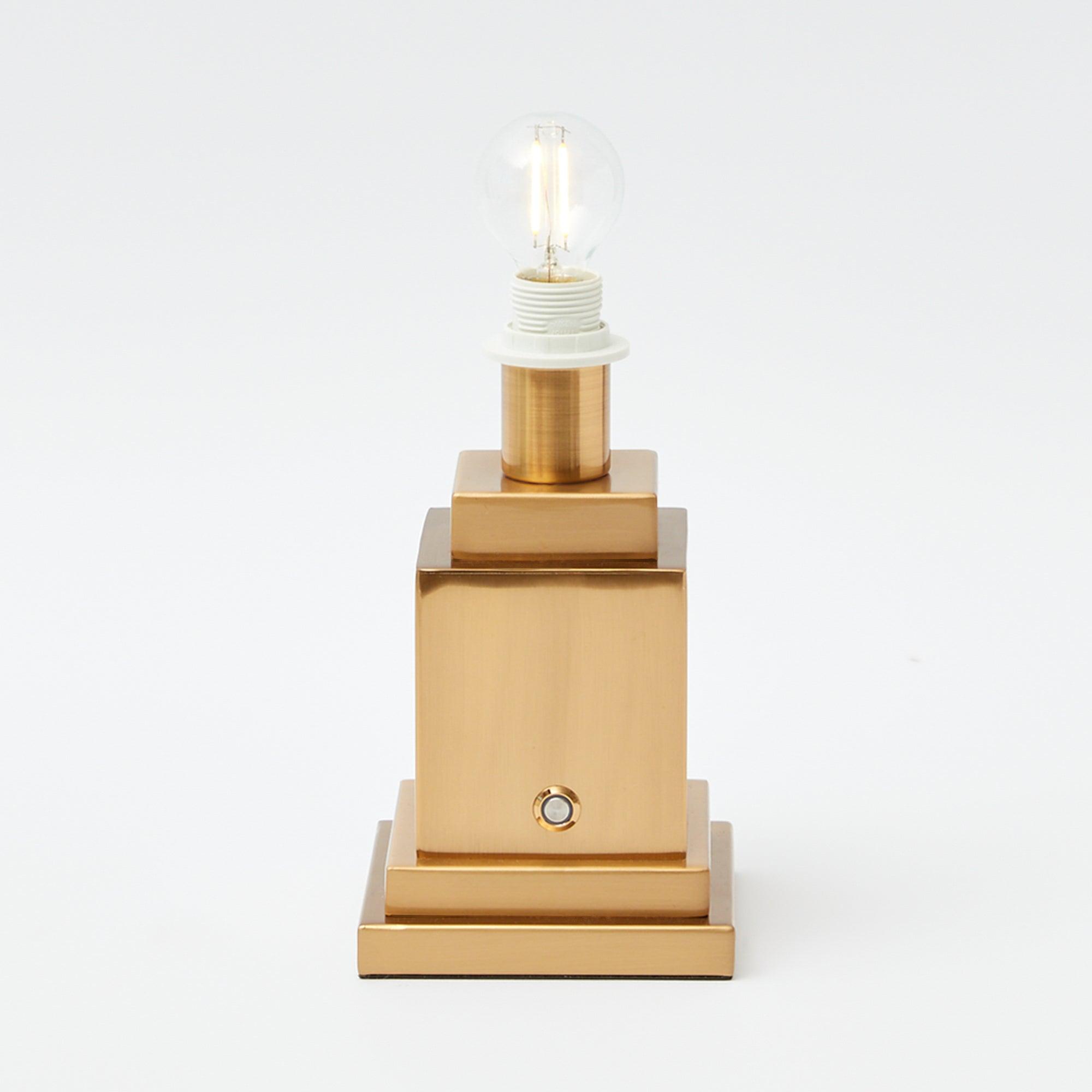 Square Rechargeable Lamp with Olive Ikat Shade (18cm)