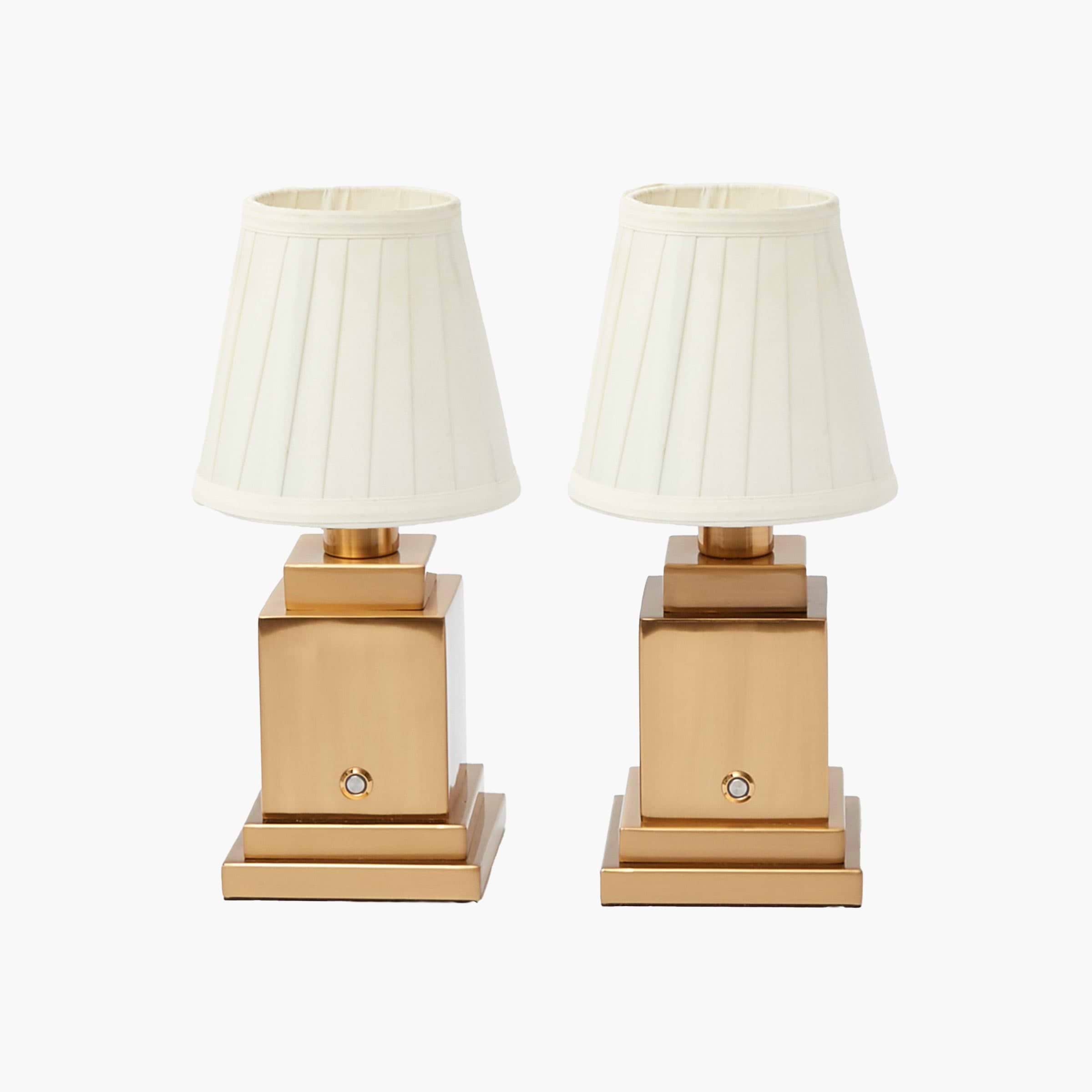 Square Rechargeable Lamp with Cream Shade (15cm)