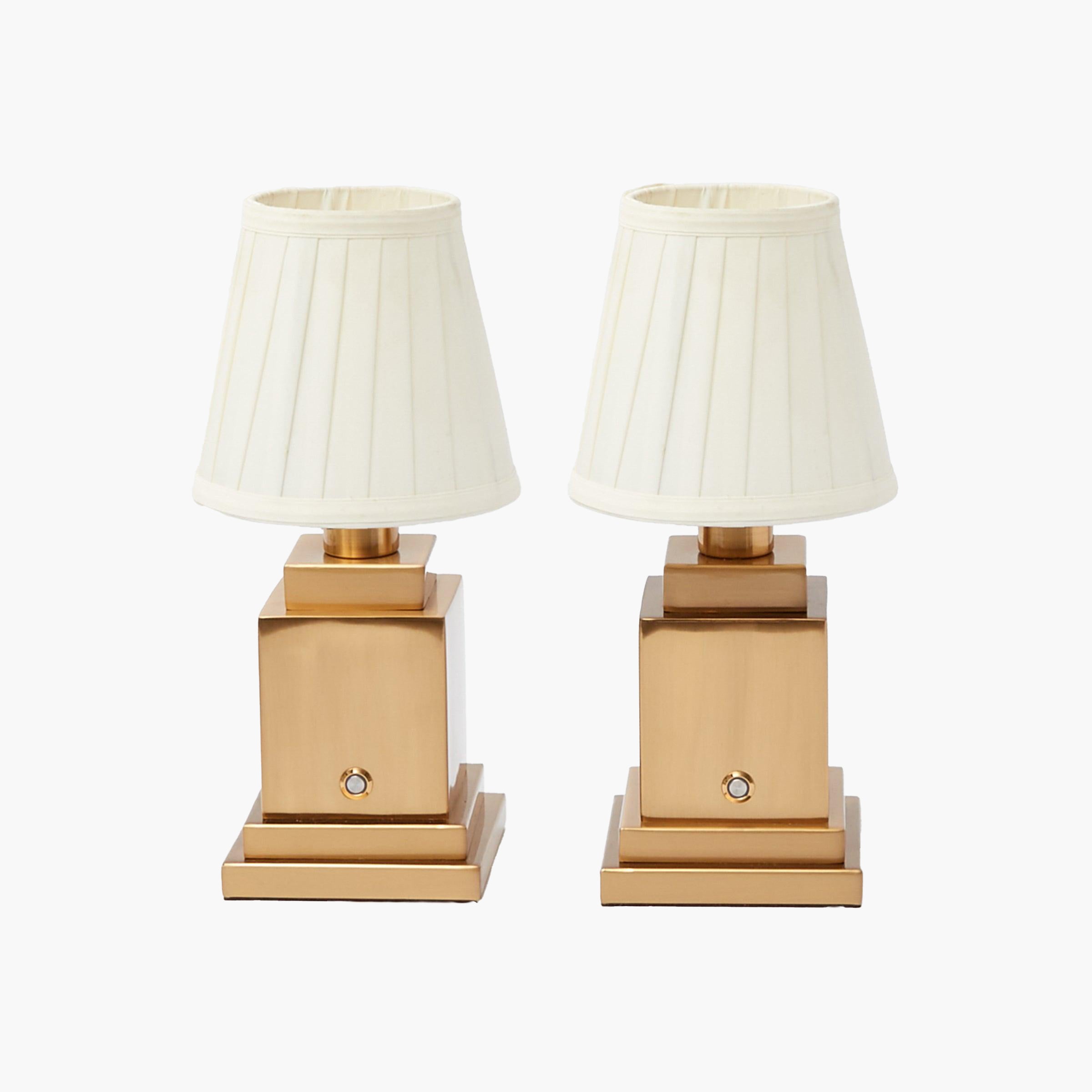 Square Rechargeable Lamp with Cream Shade (15cm)