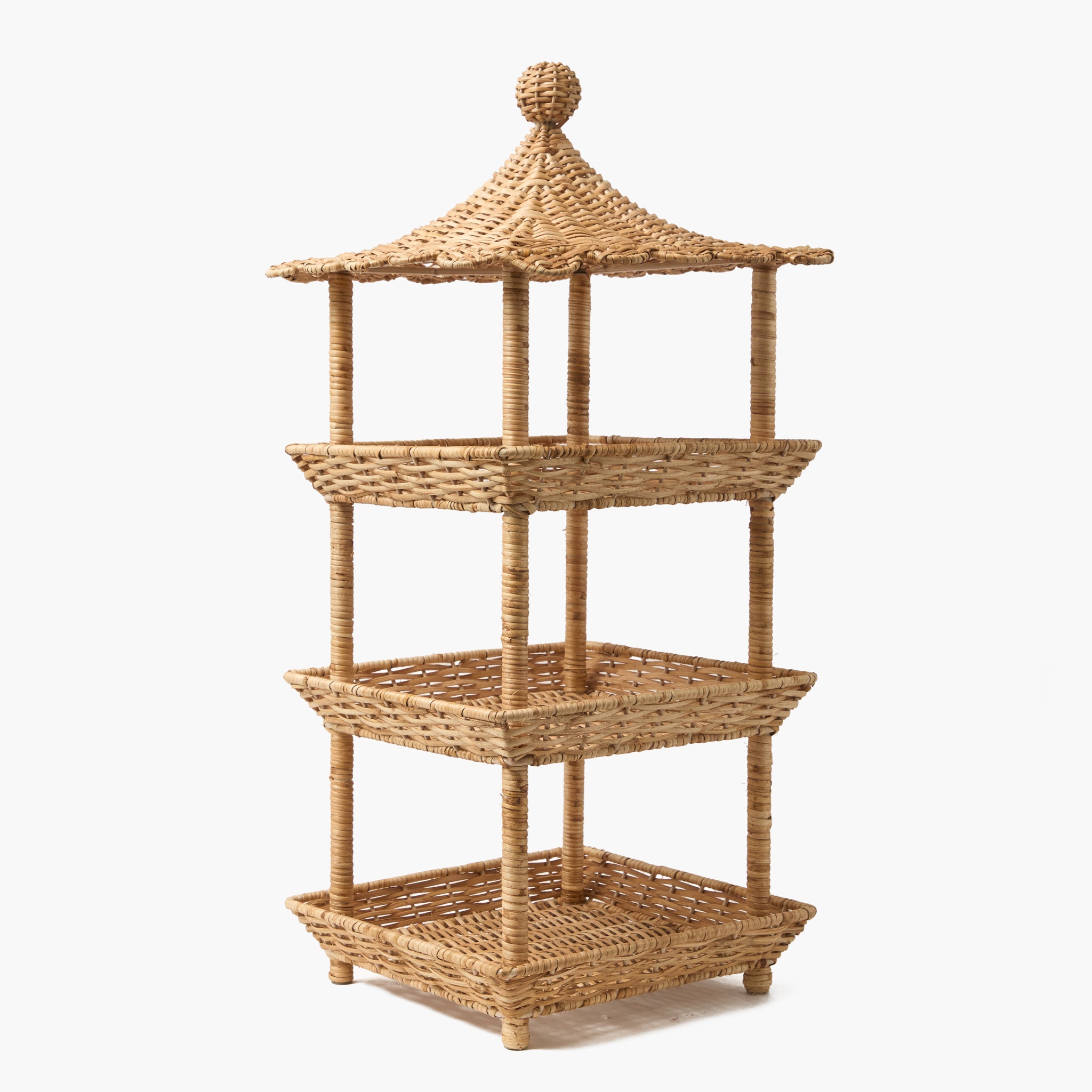 Rattan Three Tier Pagoda Stand