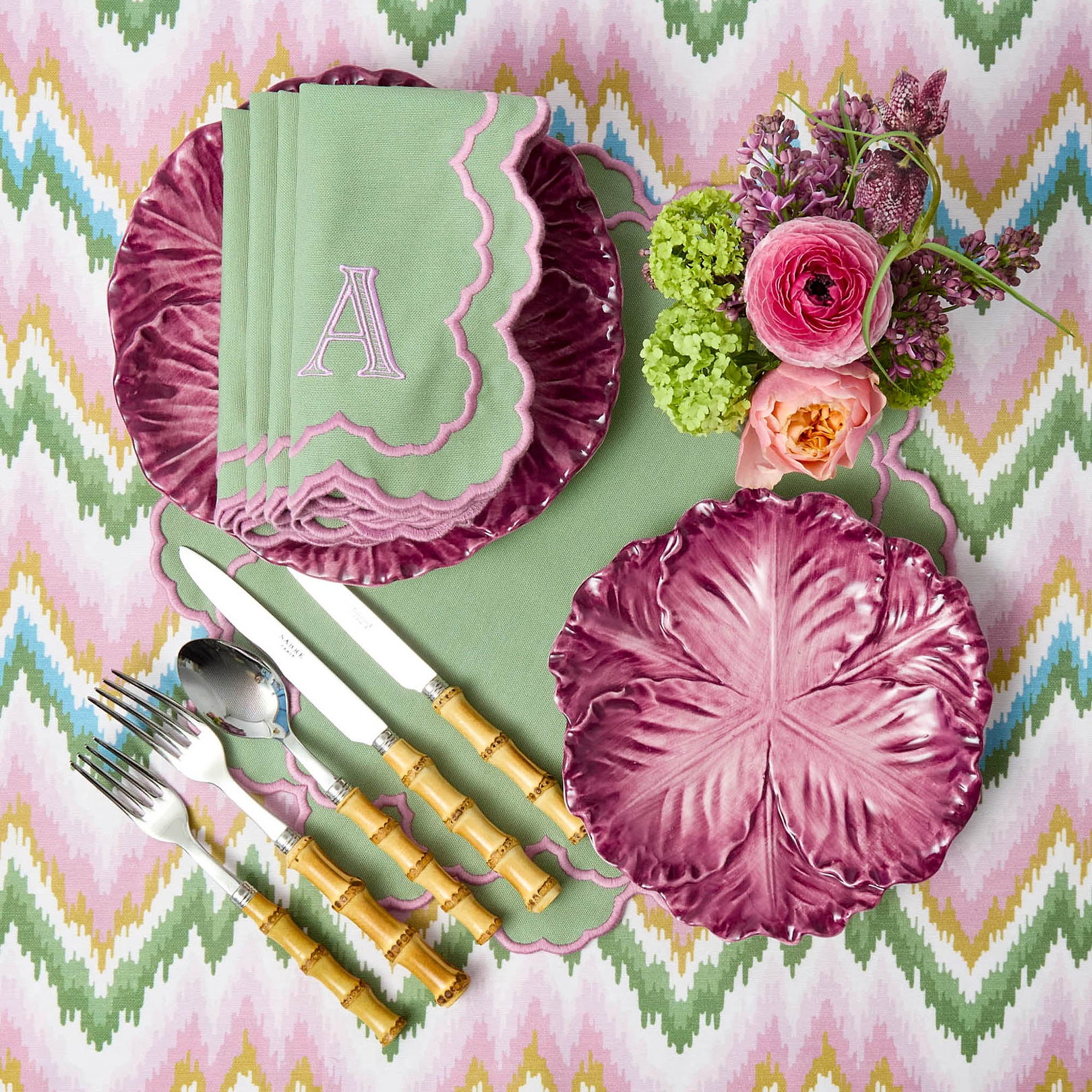 Aubergine Serena Cabbage Starter Plates (Set of 4)