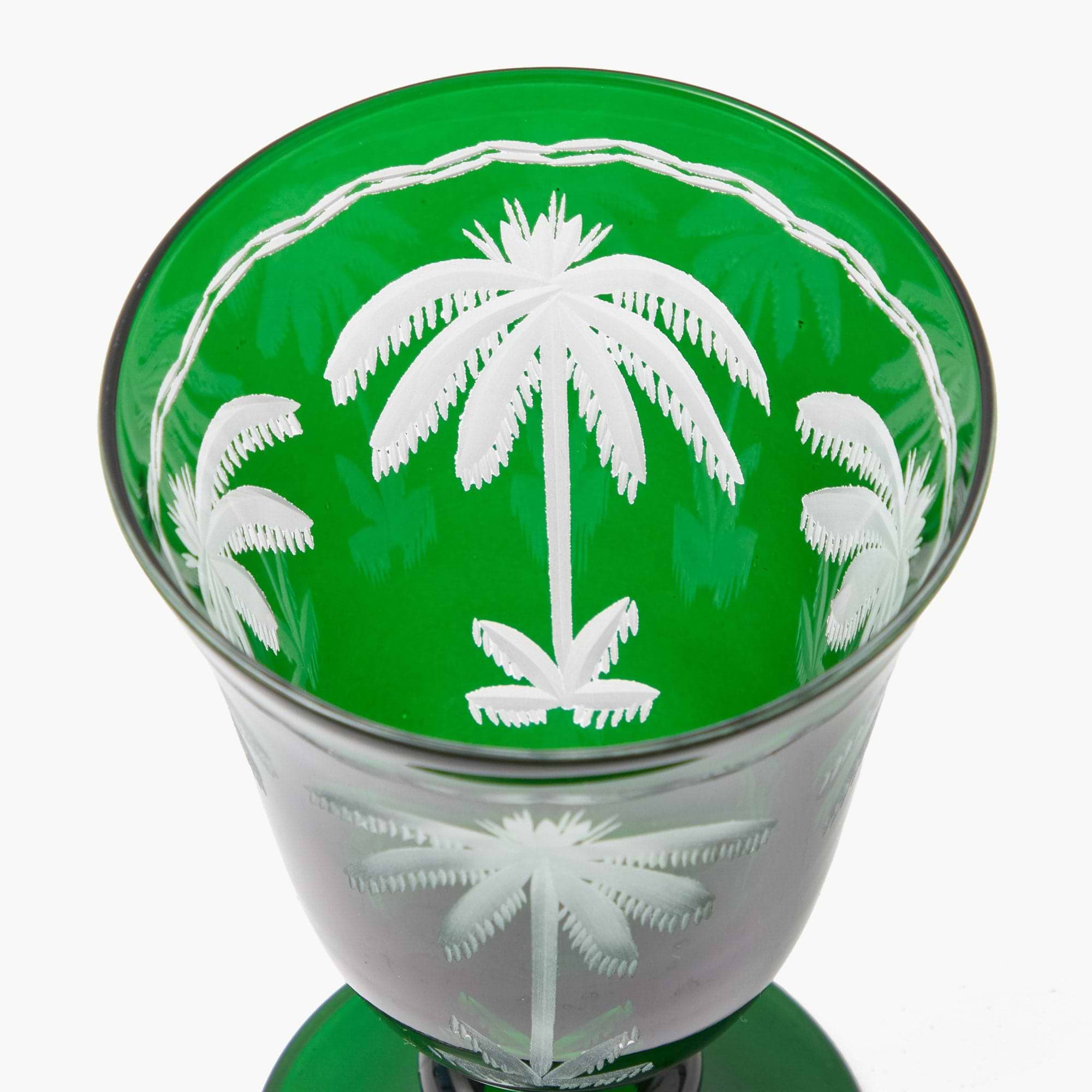 Emerald Palm Tree Wine Glasses (Set of 4)