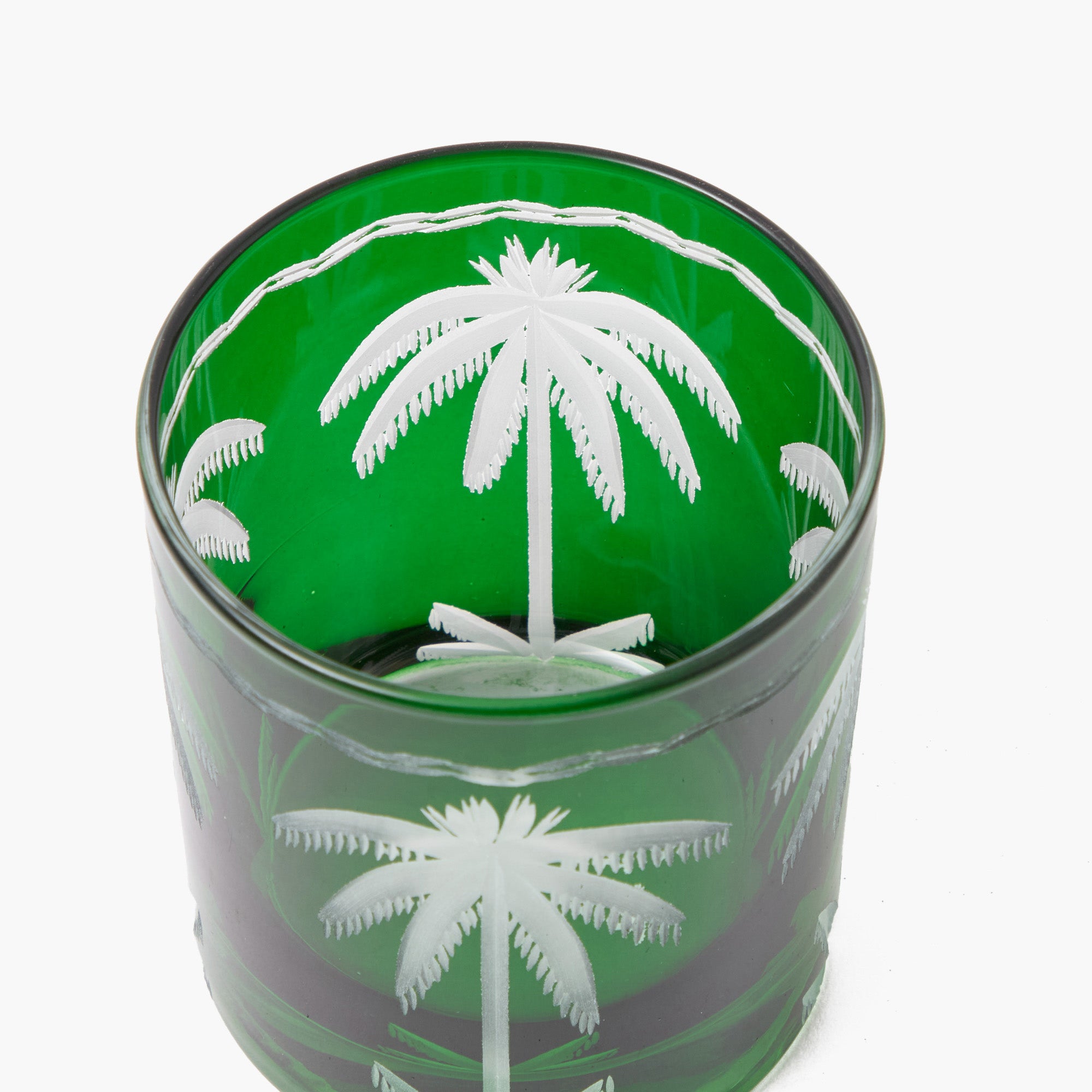Emerald Palm Tree Glasses (Set of 4)