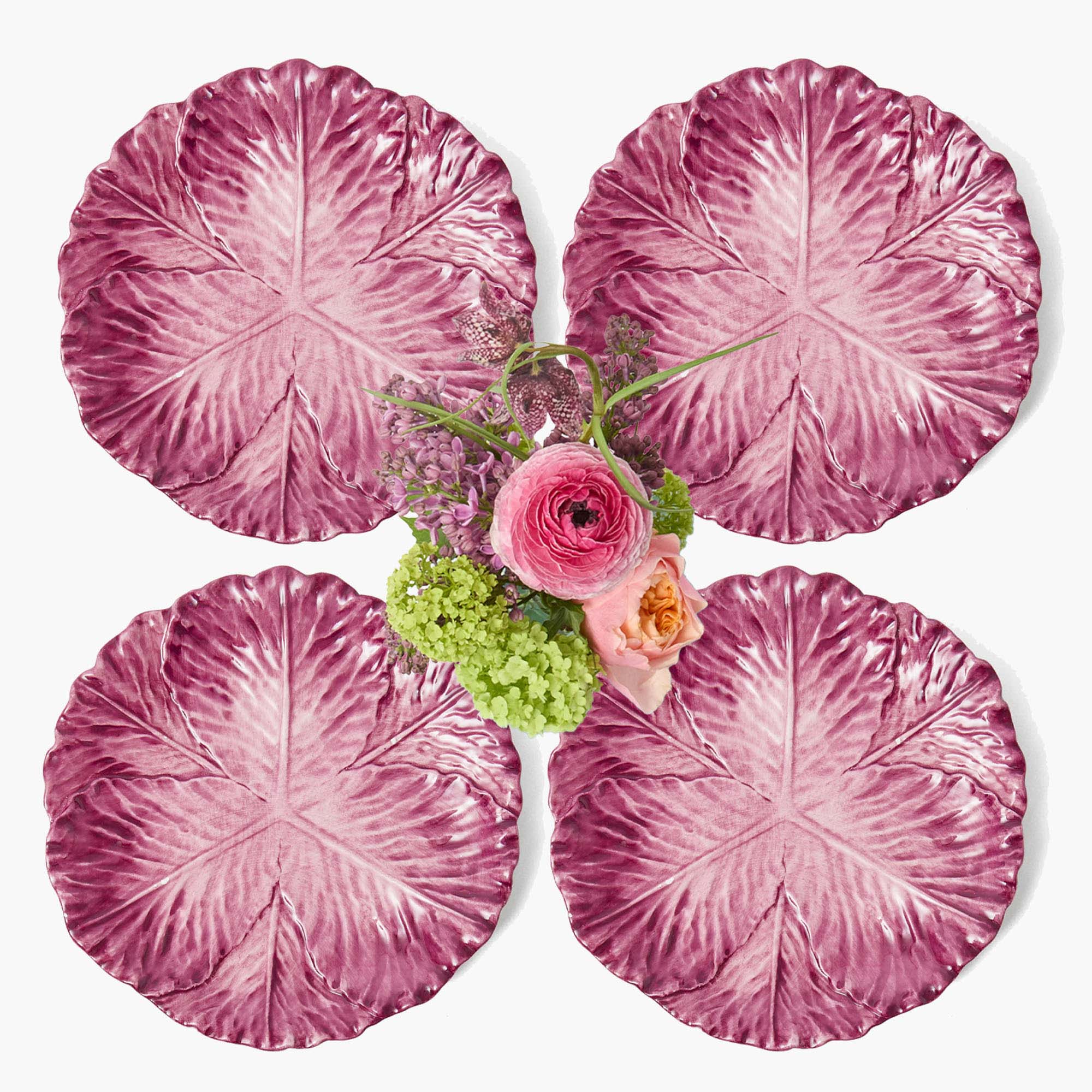Aubergine Serena Cabbage Dinner Plates (Set of 4)