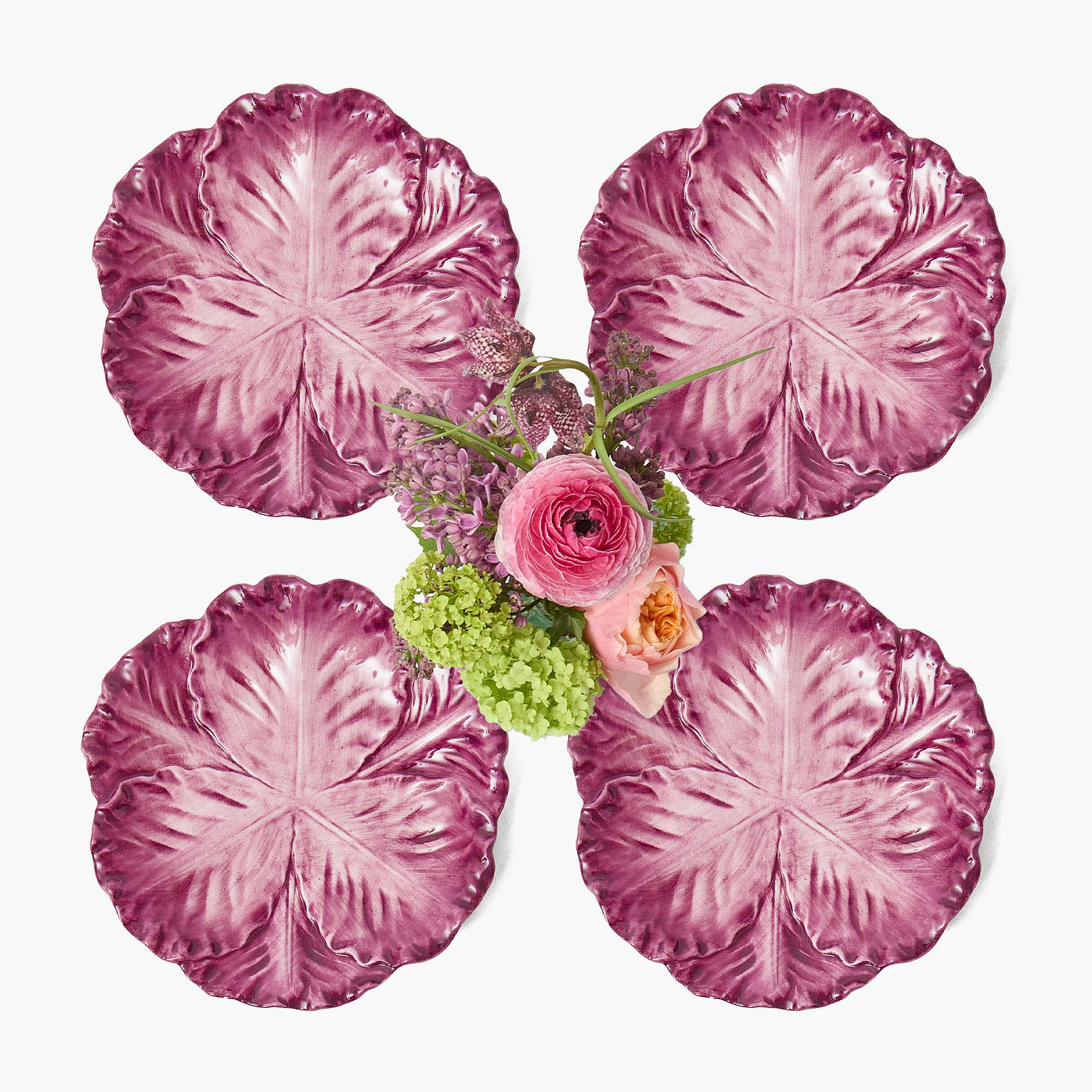Aubergine Serena Cabbage Starter Plates (Set of 4)