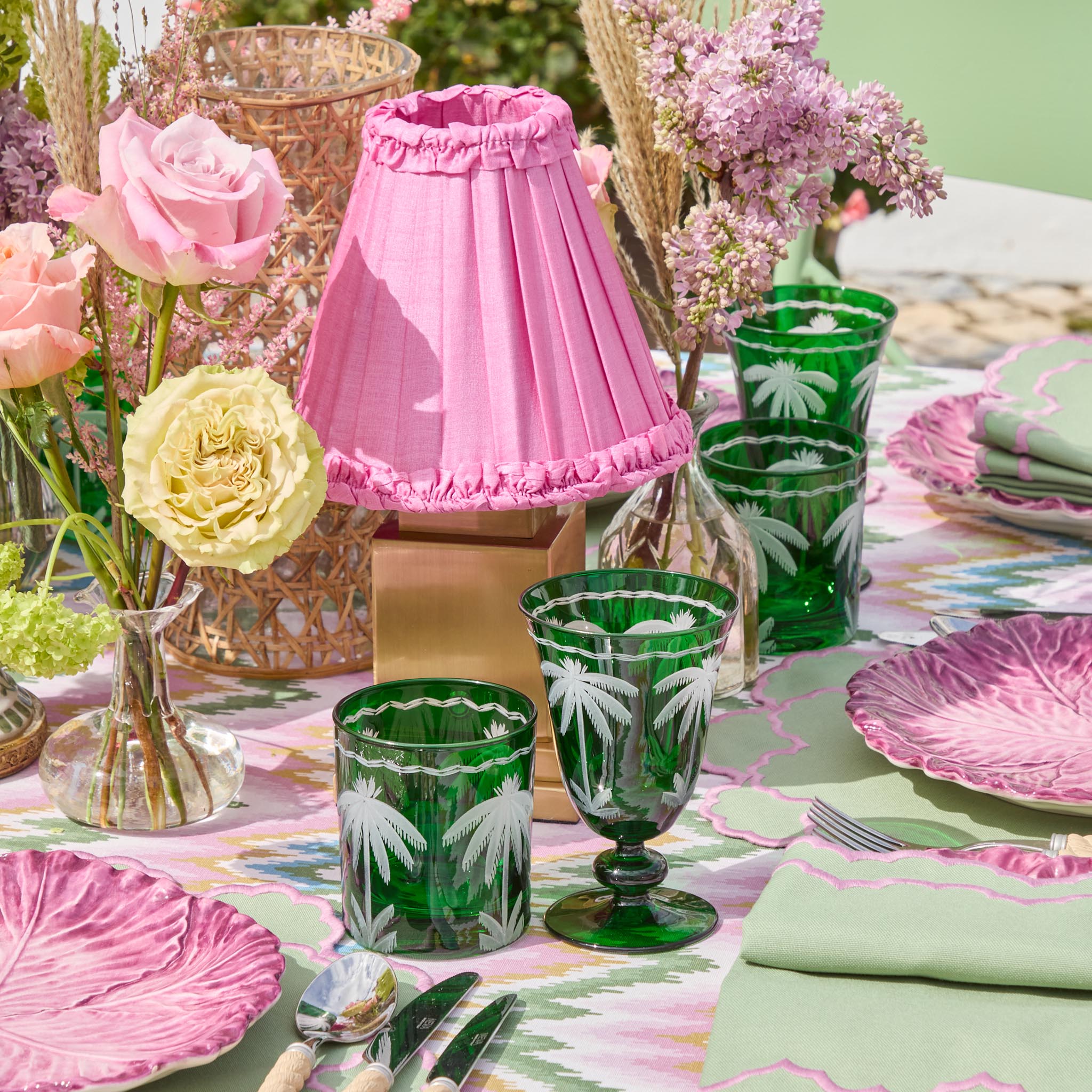 Emerald Palm Tree Glasses (Set of 4)