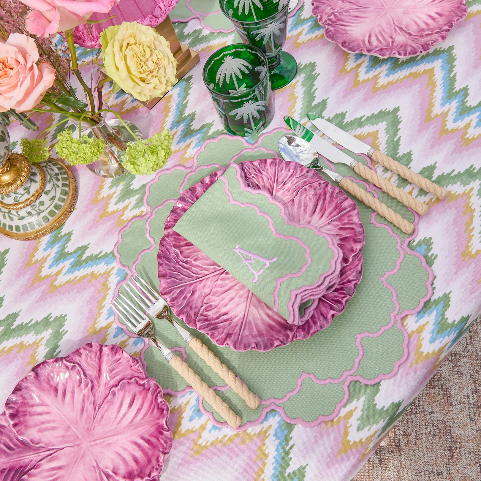 Aubergine Serena Cabbage Starter Plates (Set of 4)