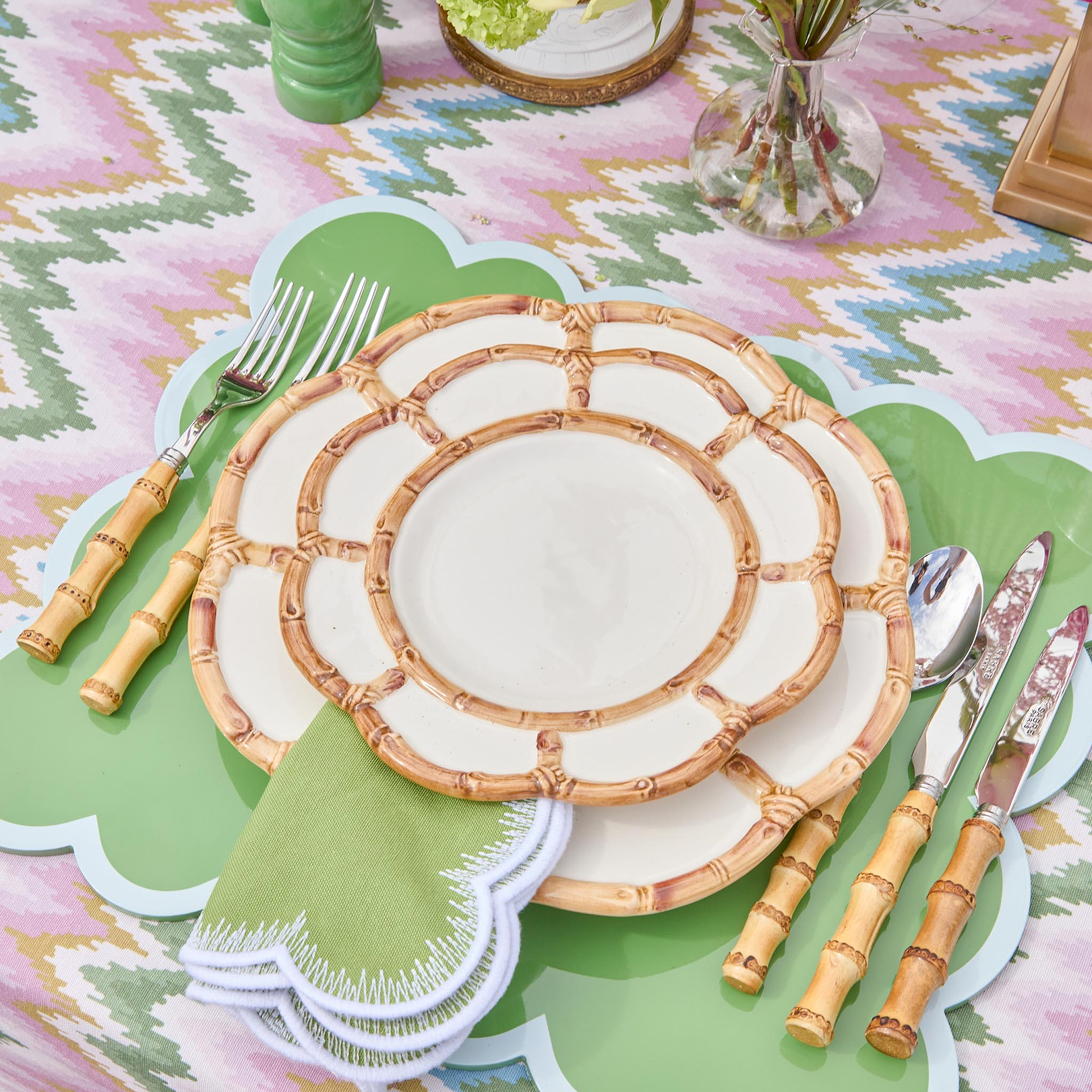 アンマリー・ダヴィッドソン　皿 Petal Plate Dinner Ceramic Bamboo 工芸品