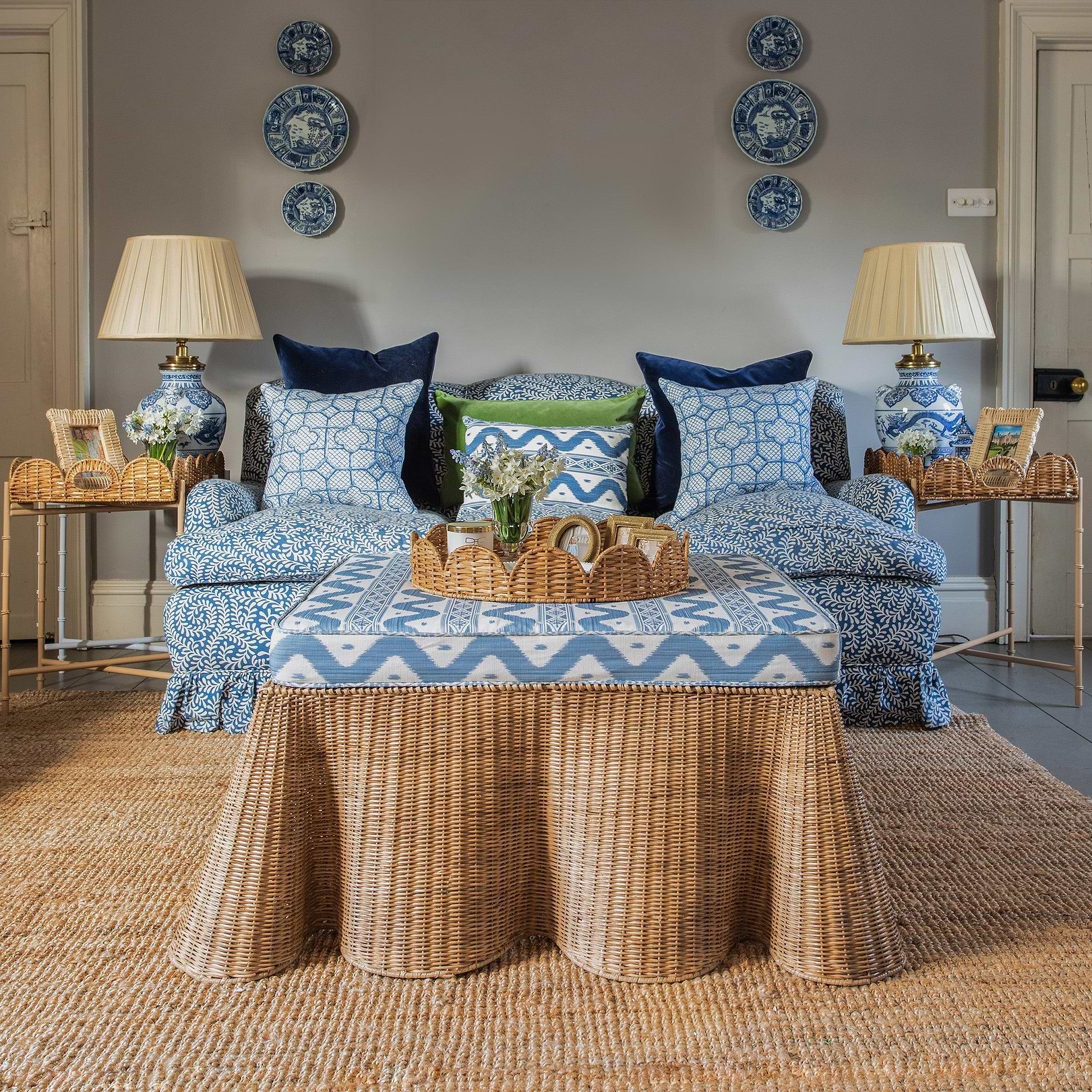 Scalloped Rattan Tray With Stand - Mrs. Alice