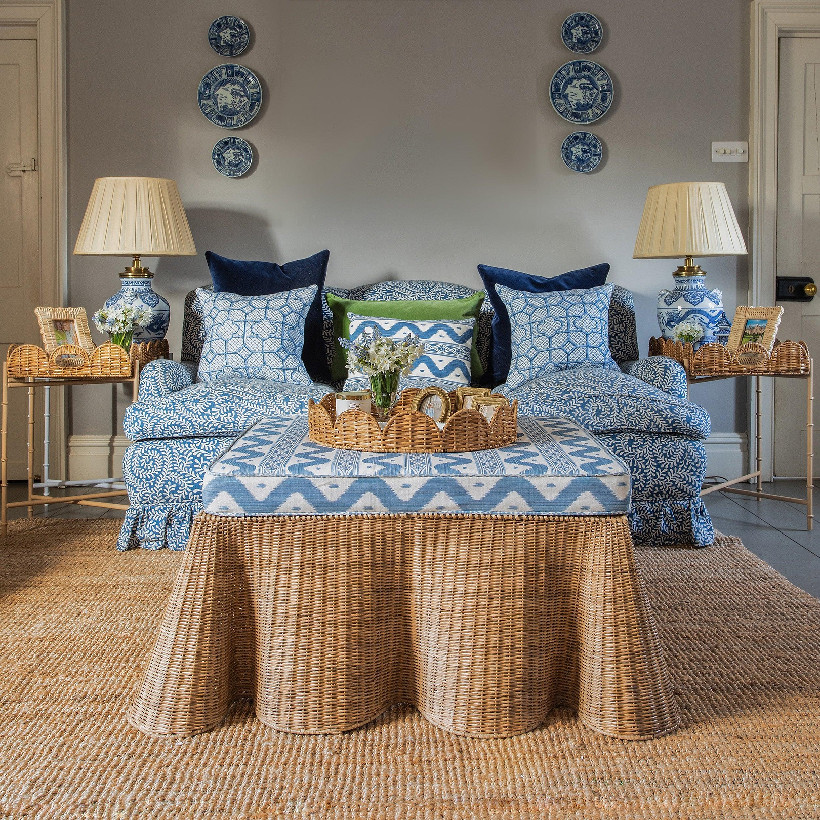 Scalloped Rattan Tray With Stand - Mrs. Alice