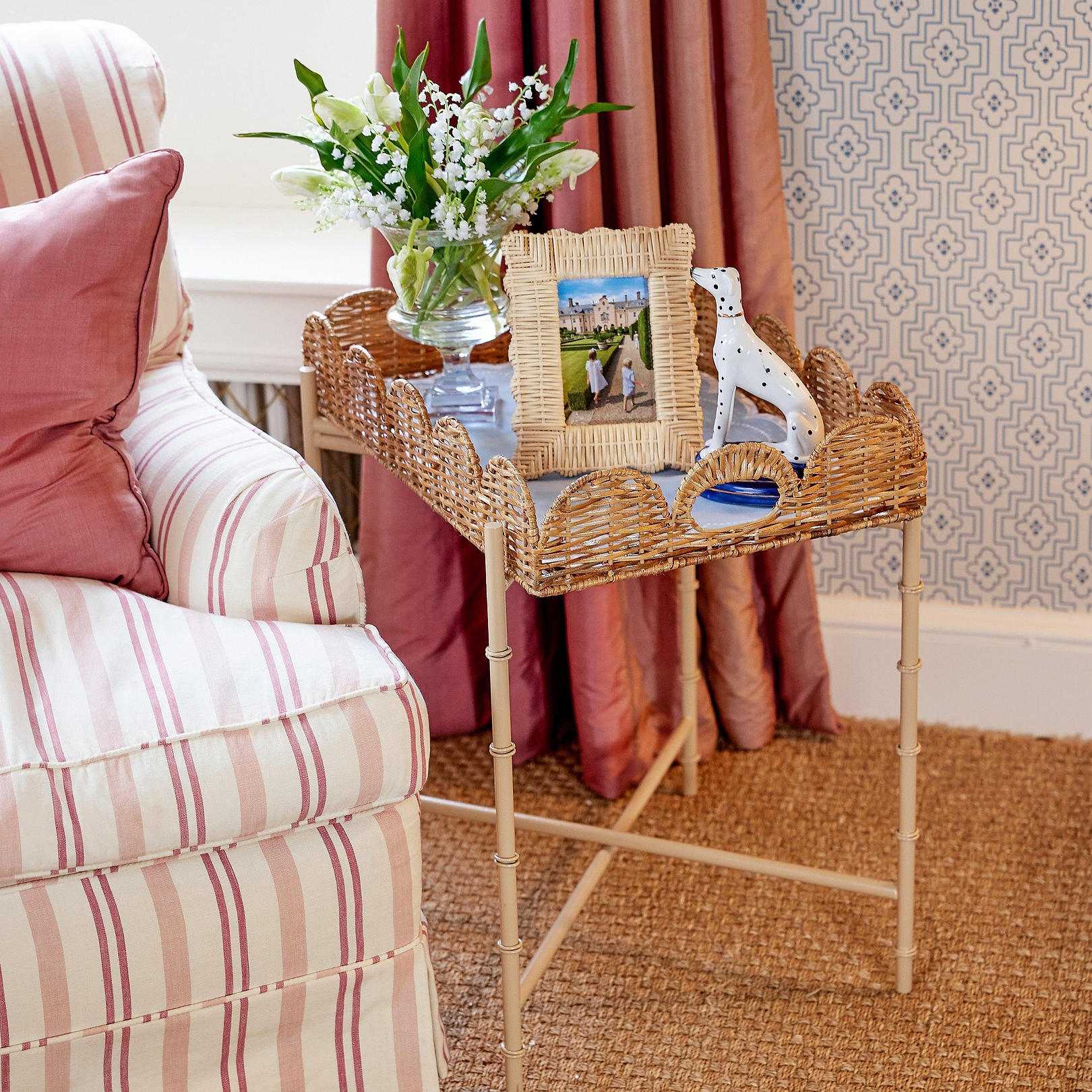 Scalloped Rattan Tray With Stand - Mrs. Alice