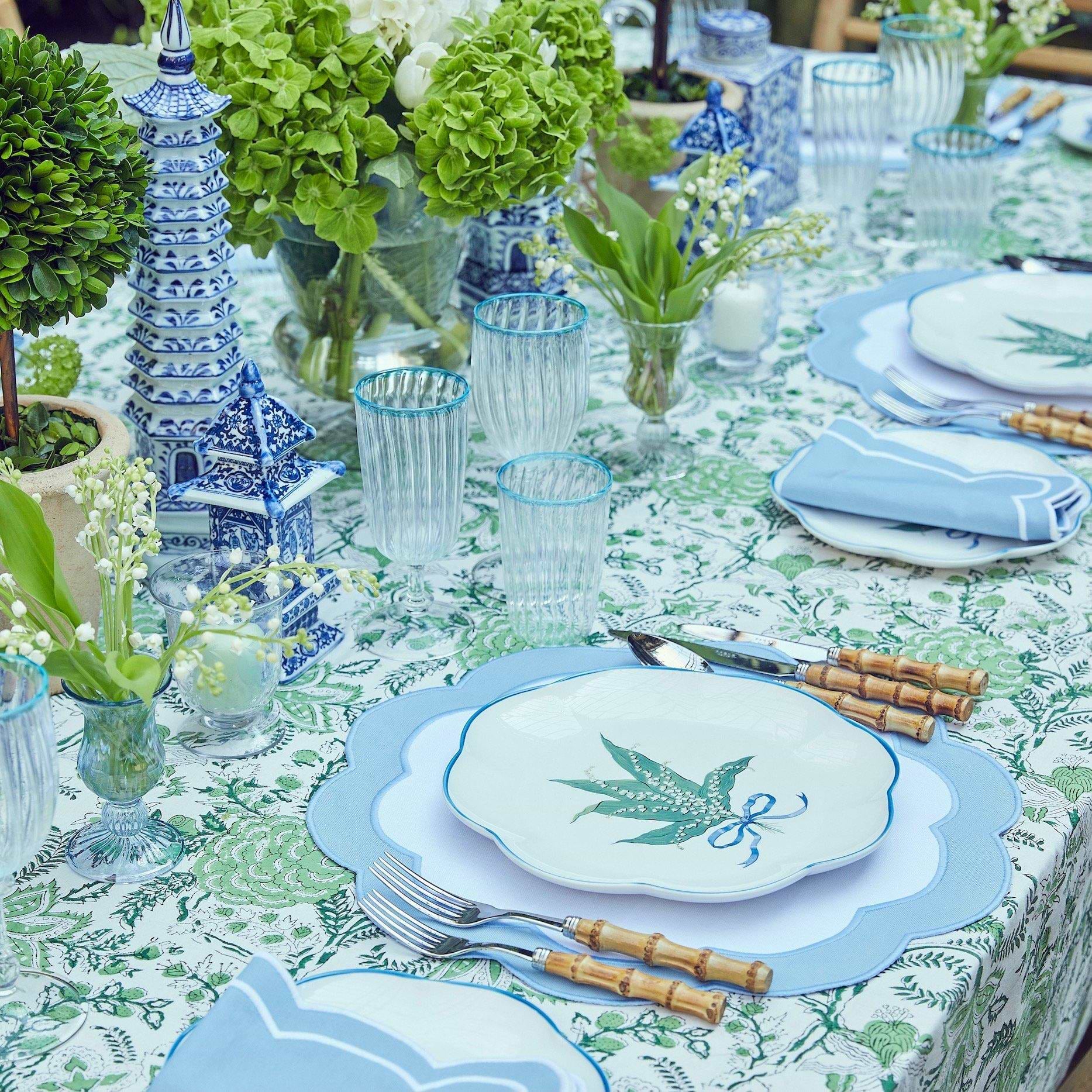 Serena Appliqué Blue Placemats & Napkins (Set of 4) - Mrs. Alice