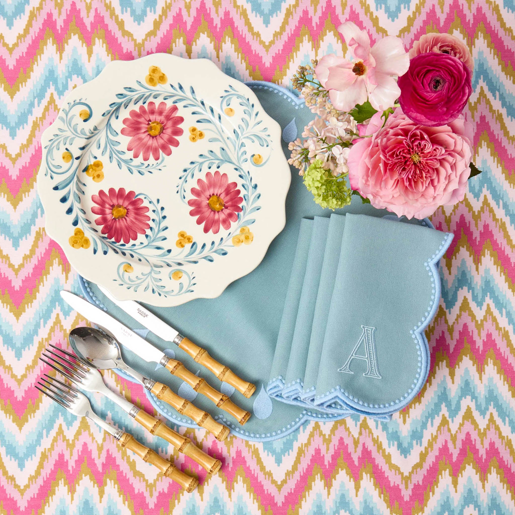 Pink Flowers Dinner Plates (Set of 4)