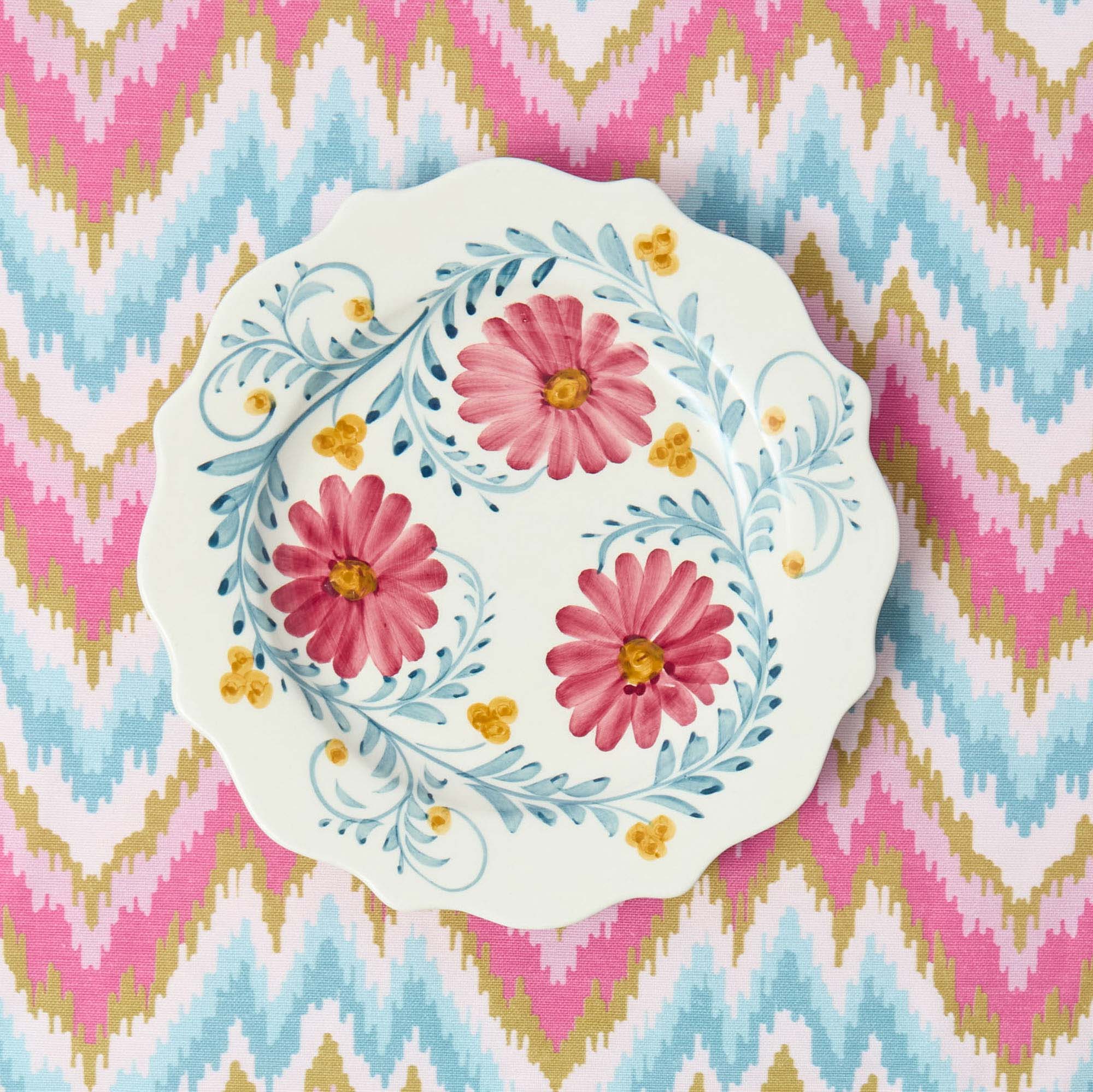 Pink Flowers Dinner Plates (Set of 4)