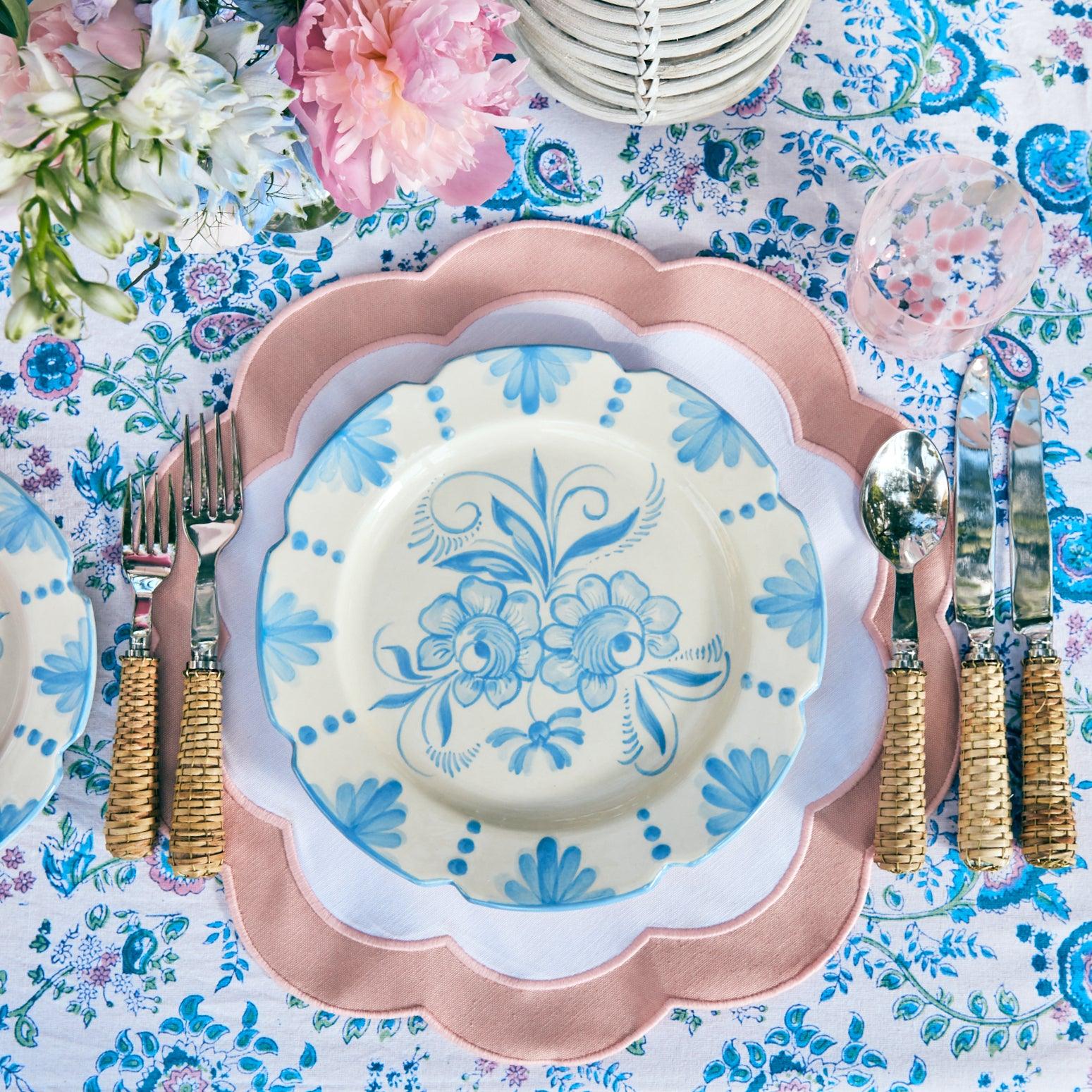 英国ビンテージ ダッチェス ブルーフラワーカップ＆ソーサー5客セット GENEVIEVEシリーズ Dansk Provence Cups and Saucers Set: Blue Wildflower Dinnerware