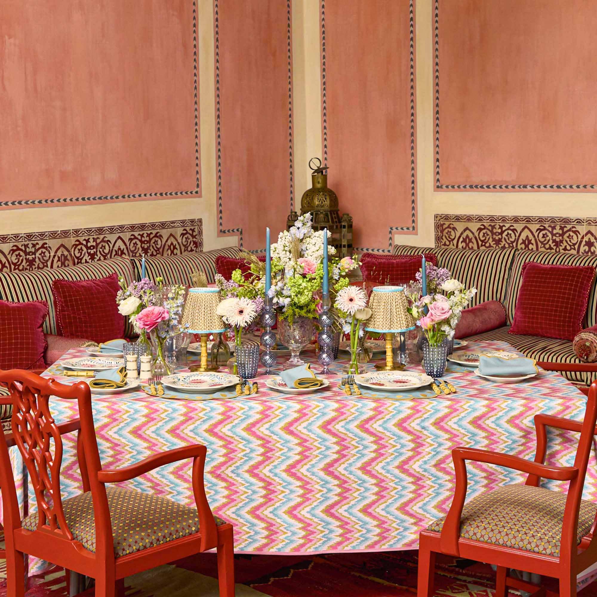 Bettina Blue & Caramel Placemats & Napkins (Set of 4)