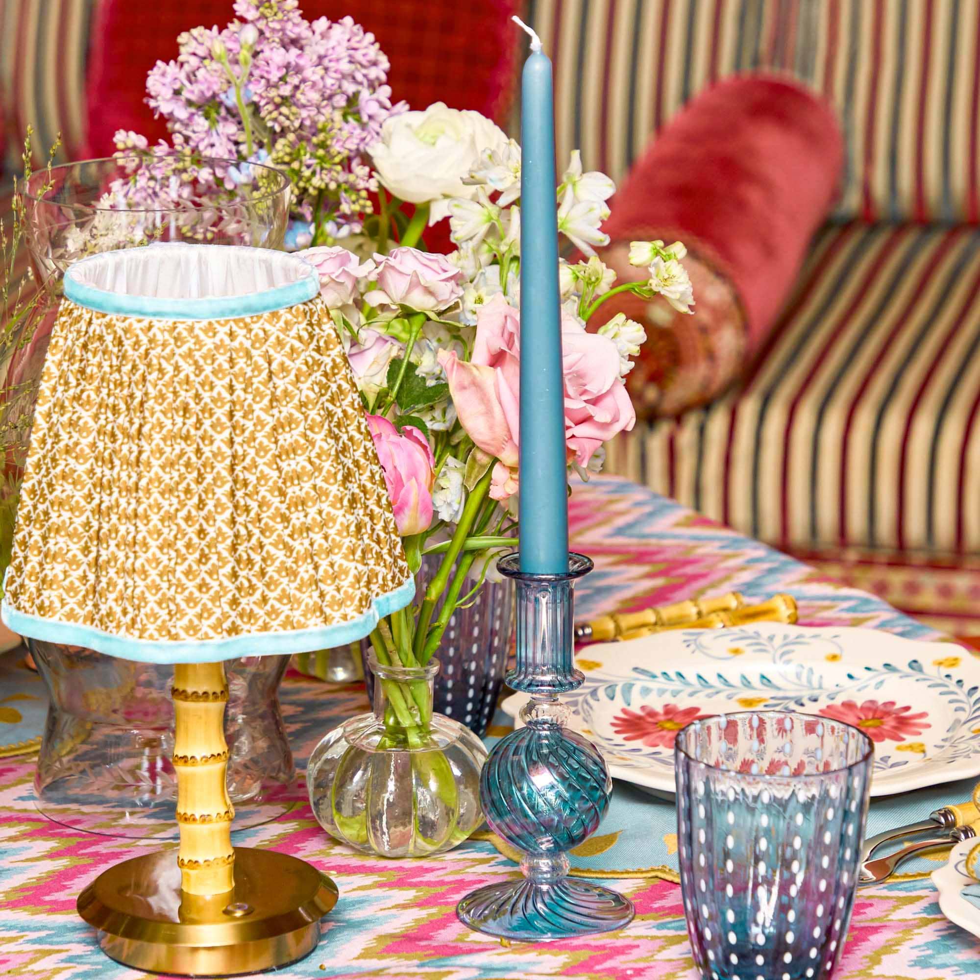 Caramel & Blue Lotus Lampshade (18cm)