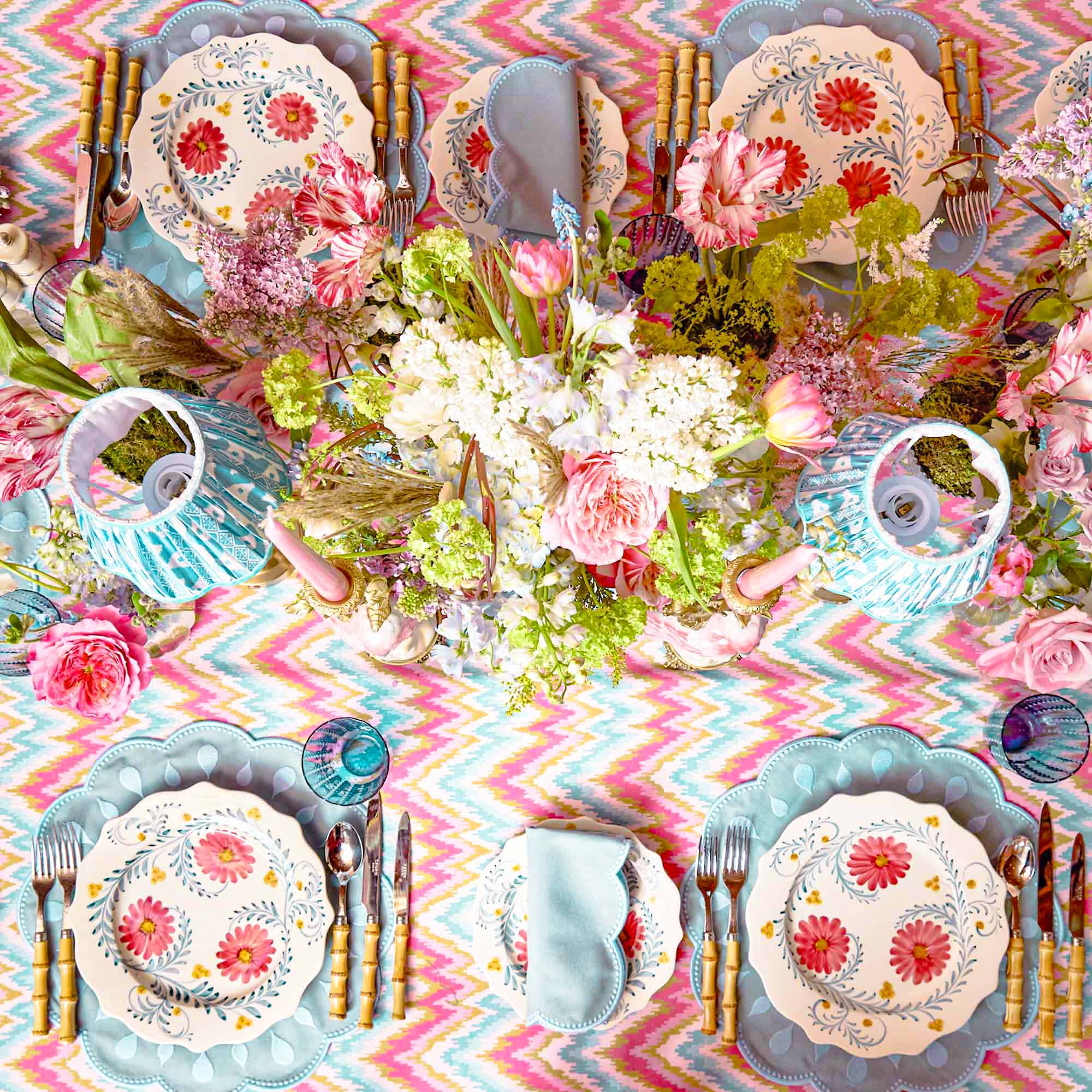 Pink Flowers Dinner Plates (Set of 4)