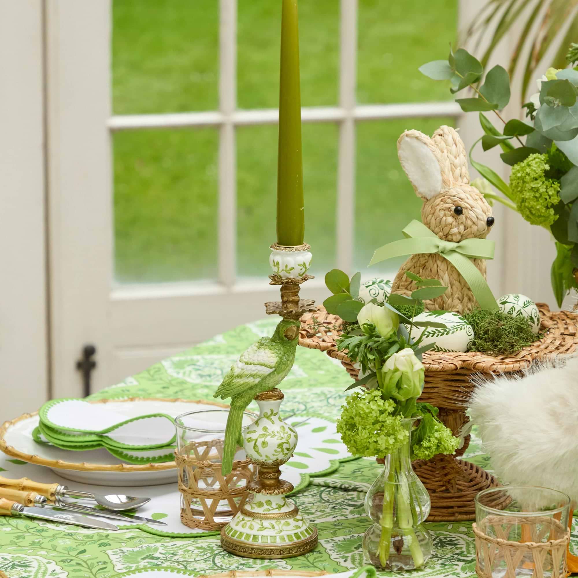 Small Green Parrot Candle Holders (Pair)