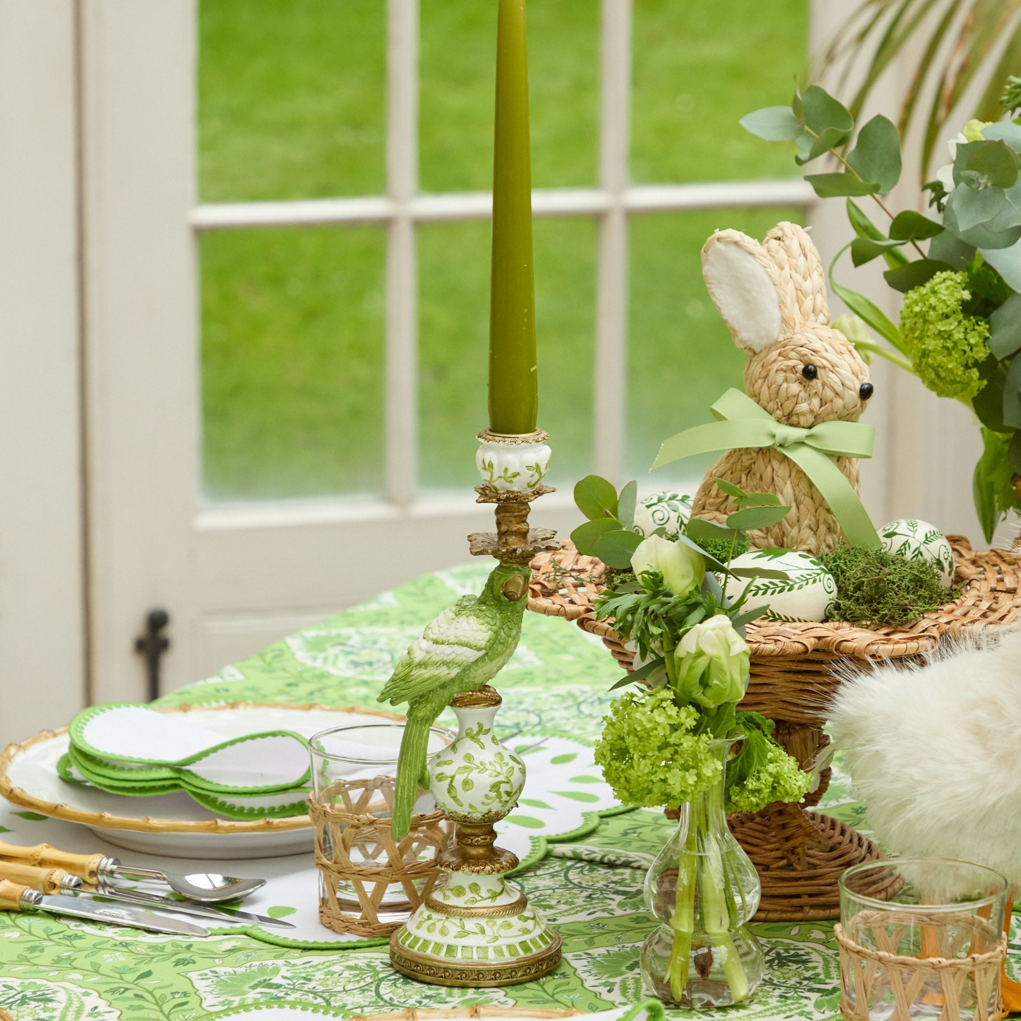 Small Green Parrot Candle Holders (Pair)